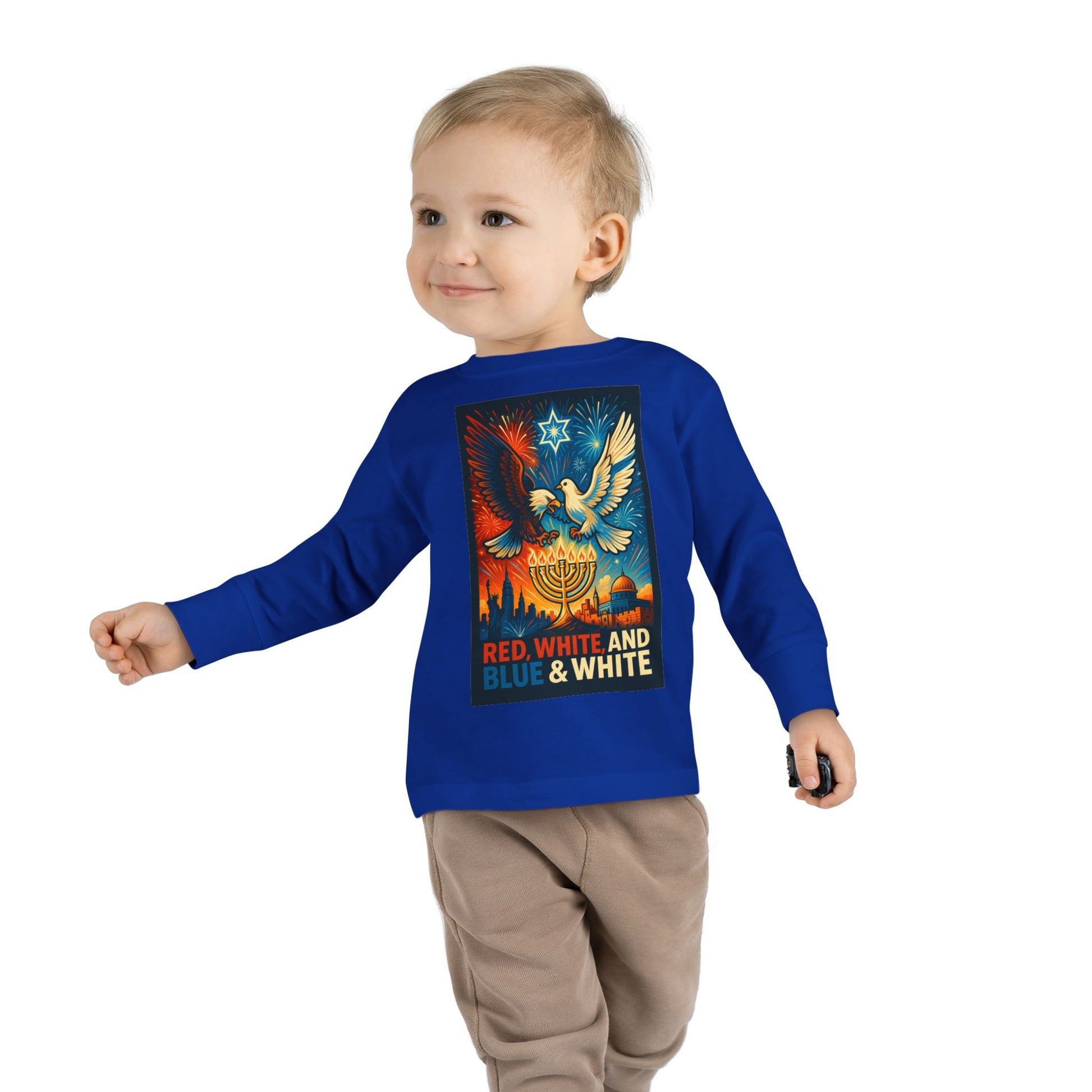 Red White and Blue Toddler Long Sleeve Tee - American Zionist