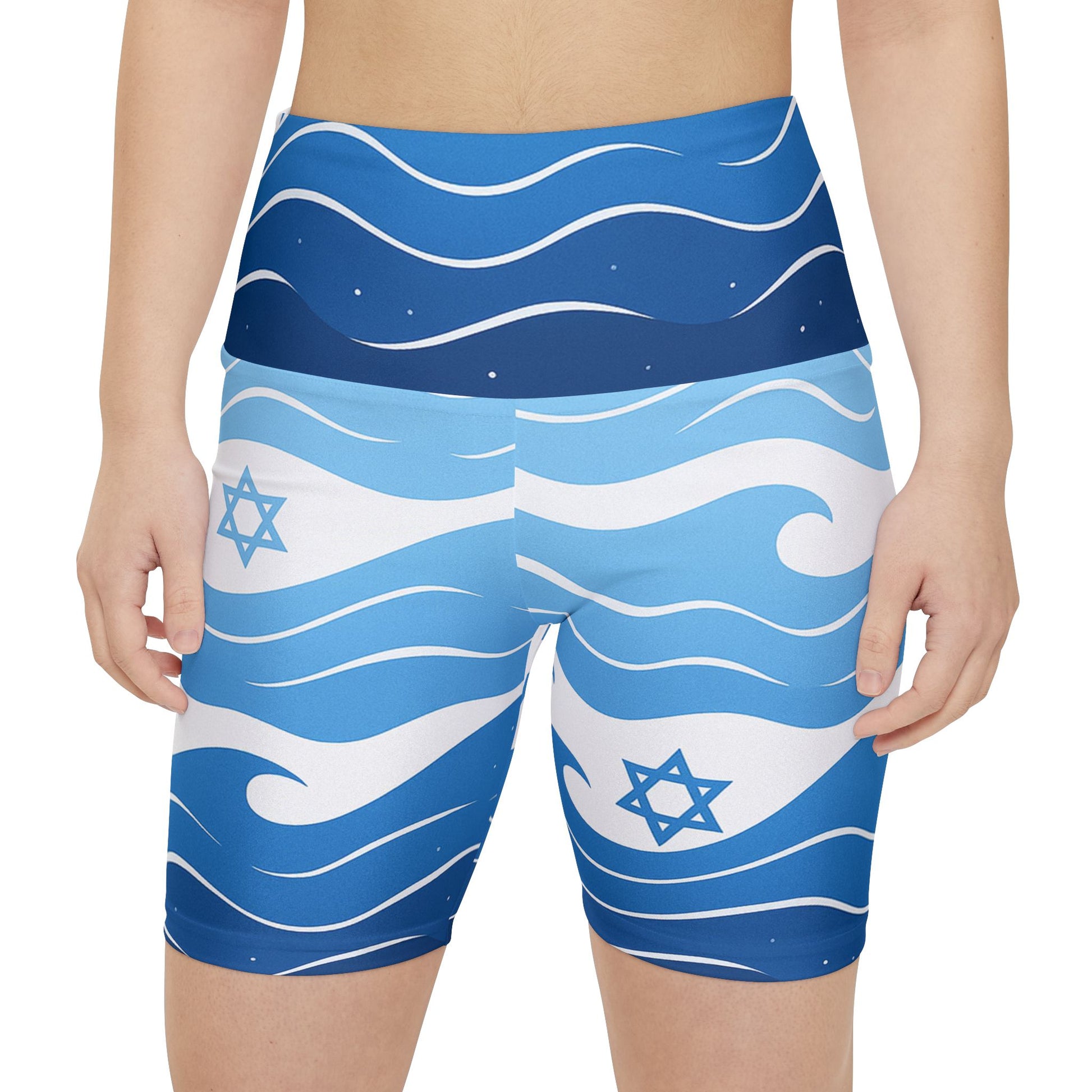 Waves of the Land Women's Workout Shorts (AOP) - American Zionist