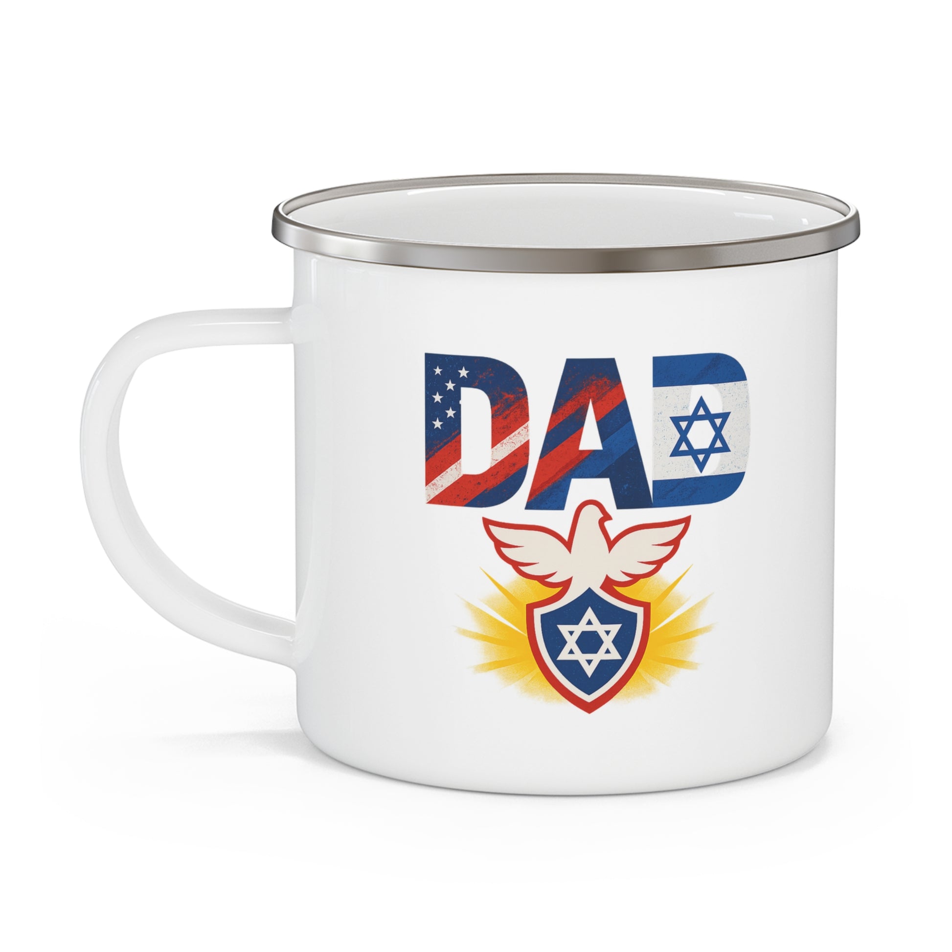 Patriotic Dad Enamel Camping Mug - American Zionist