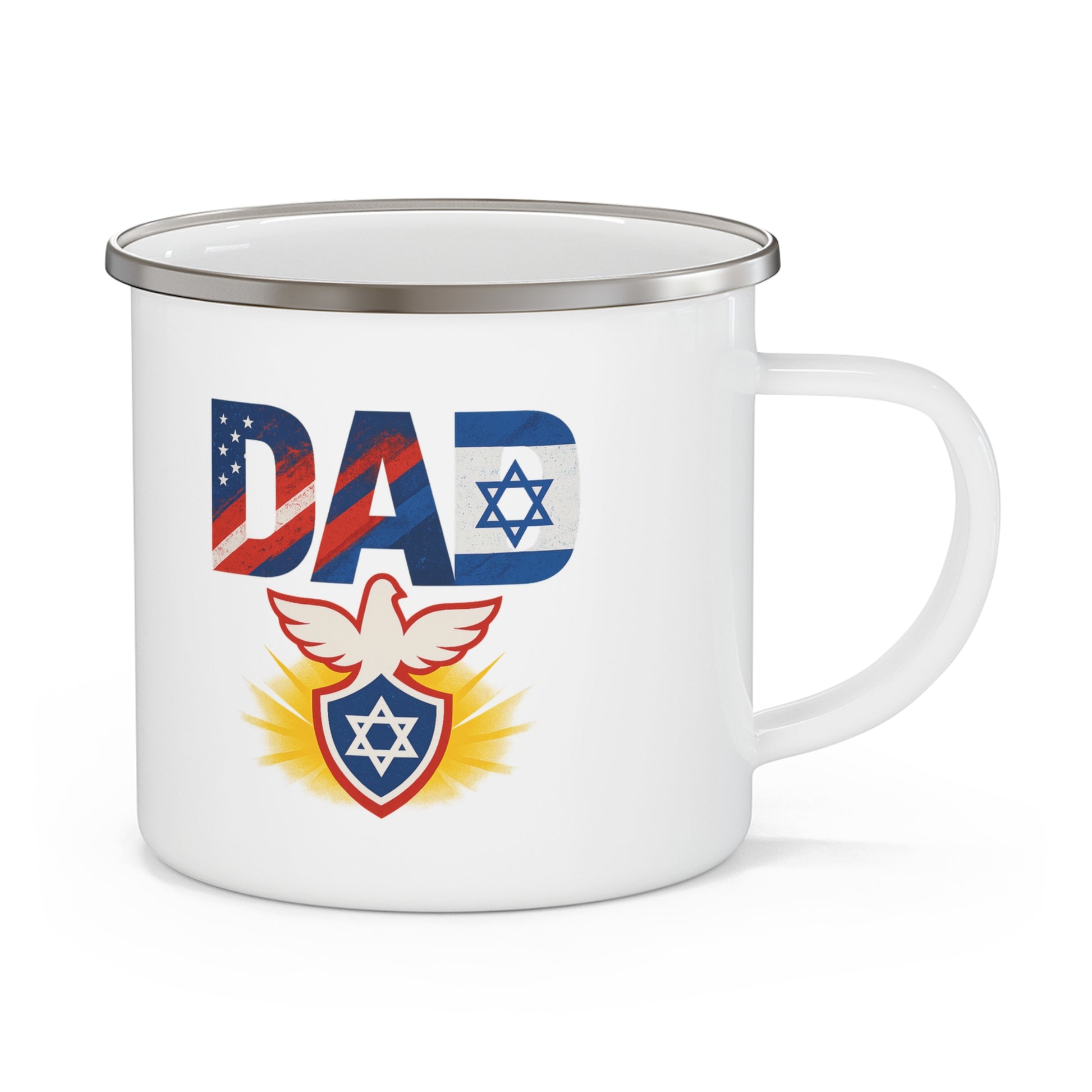 Patriotic Dad Enamel Camping Mug - American Zionist