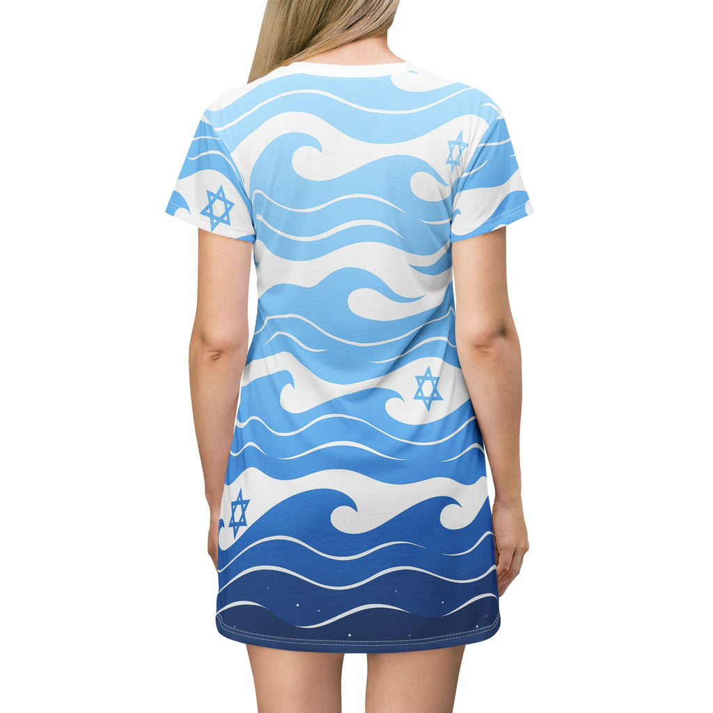 Waves of the Land T-Shirt Dress (AOP) - American Zionist