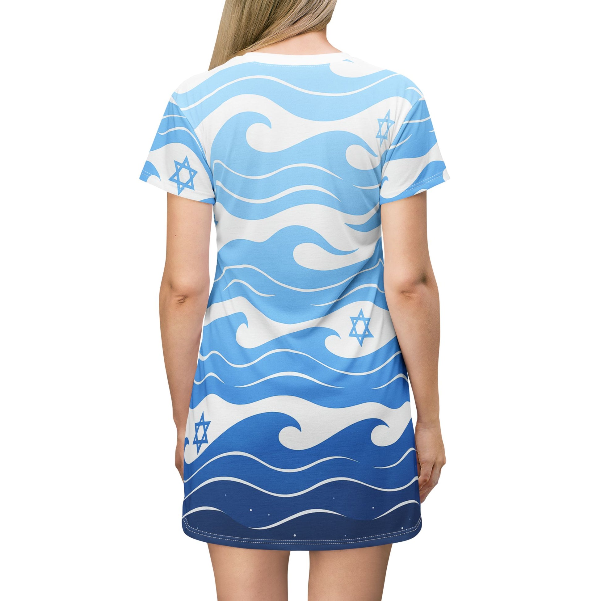 Waves of the Land T-Shirt Dress (AOP) - American Zionist