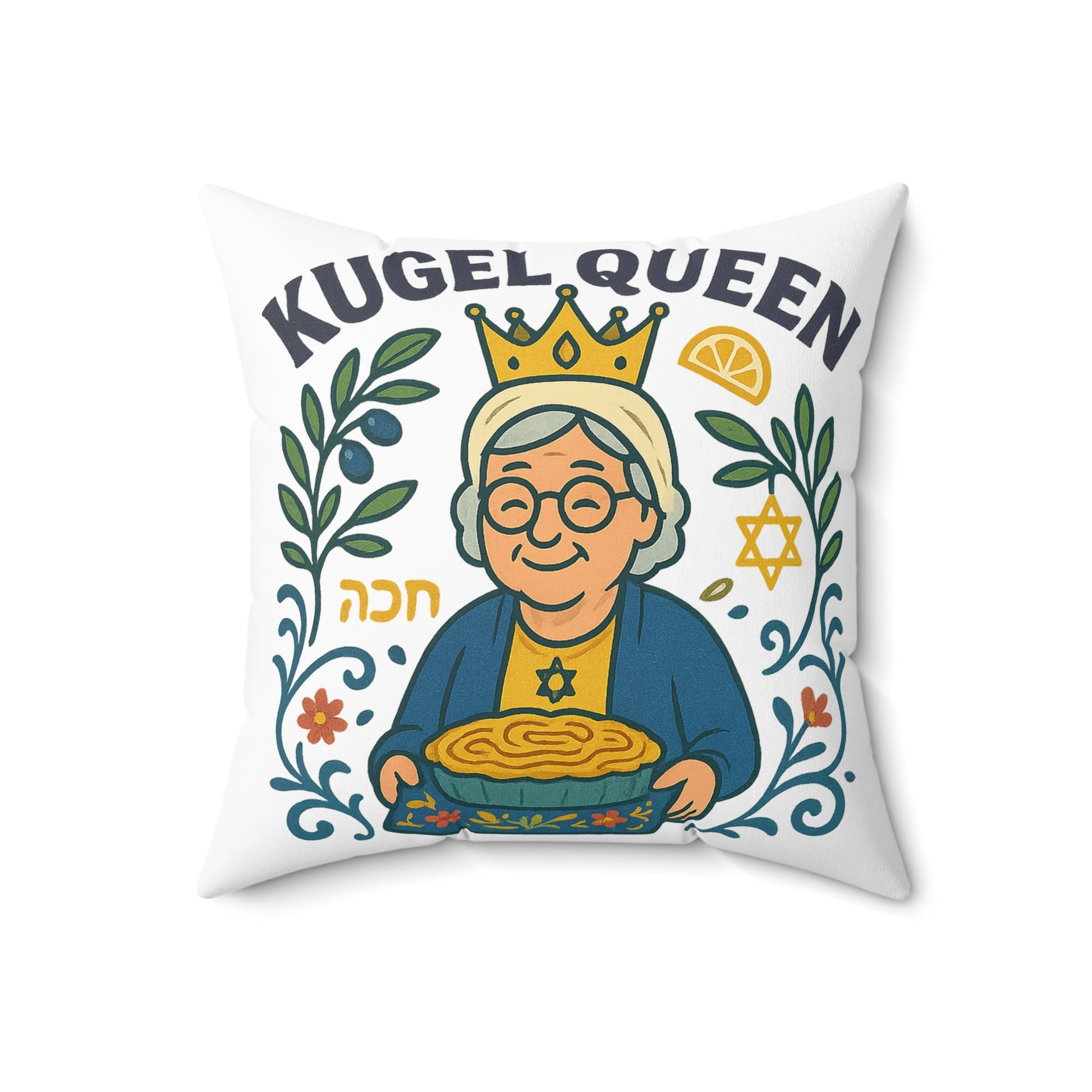 Kugel Queen Spun Polyester Square Pillow - American Zionist