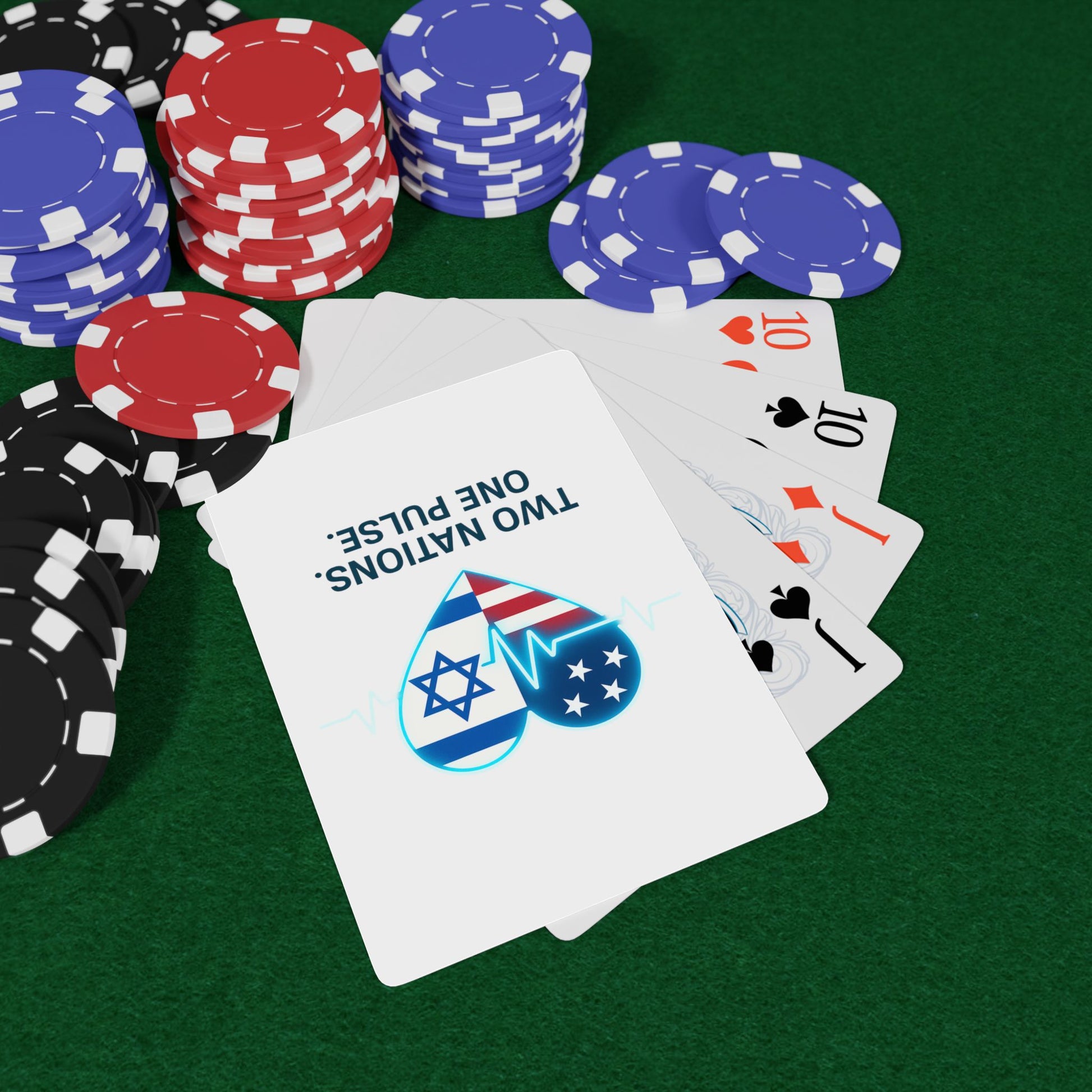 Two Nations. One Pulse Poker Playing Cards - American Zionist