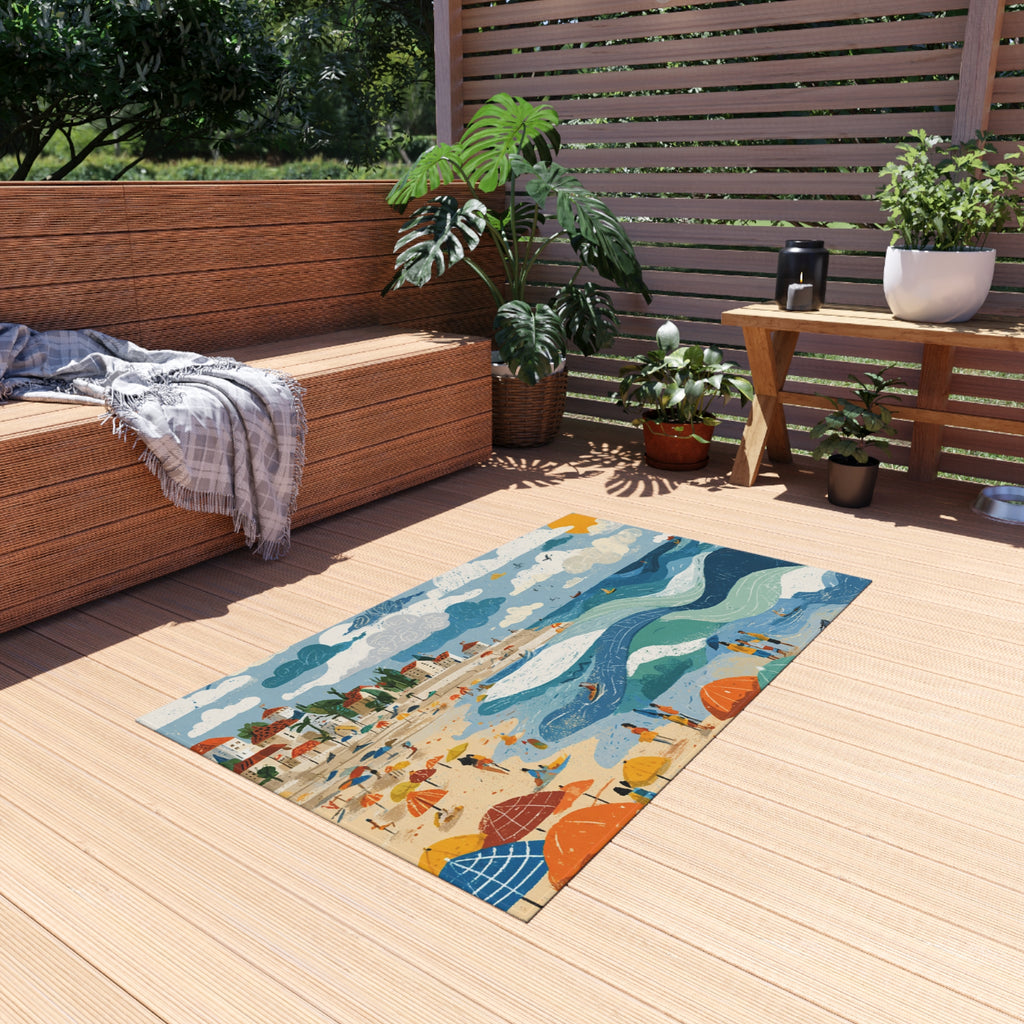 Tel Aviv Beach Outdoor Rug - American Zionist