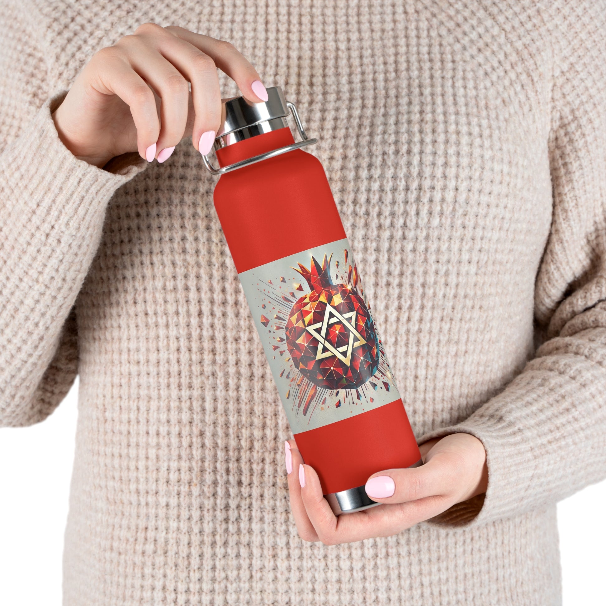 Pomegranate Star of David Copper Vacuum Insulated Bottle, 22oz - American Zionist