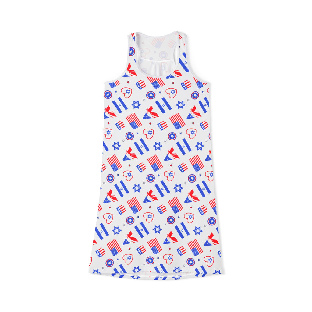 Zionist Heart Pattern Women's Racerback Dress (AOP) - American Zionist