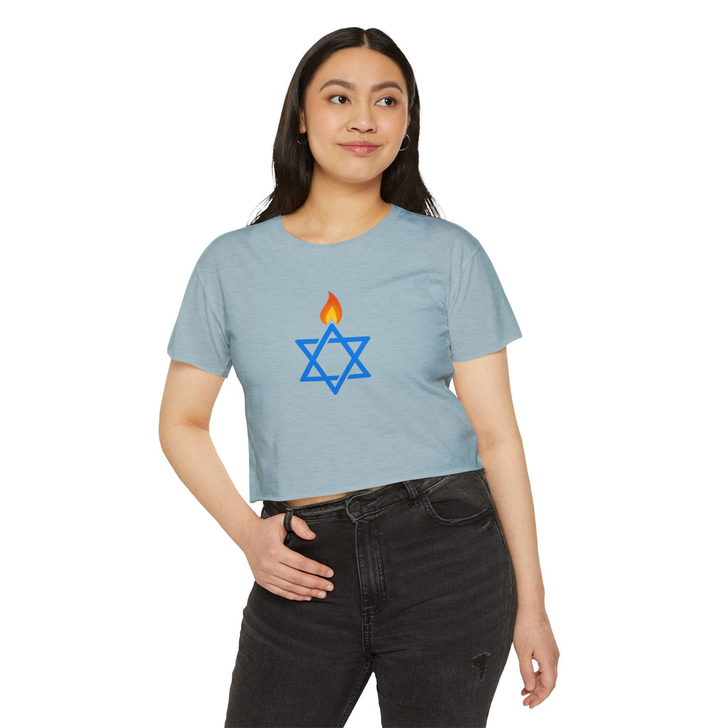 Fire Stars Of David Women's Festival Crop Top - American Zionist