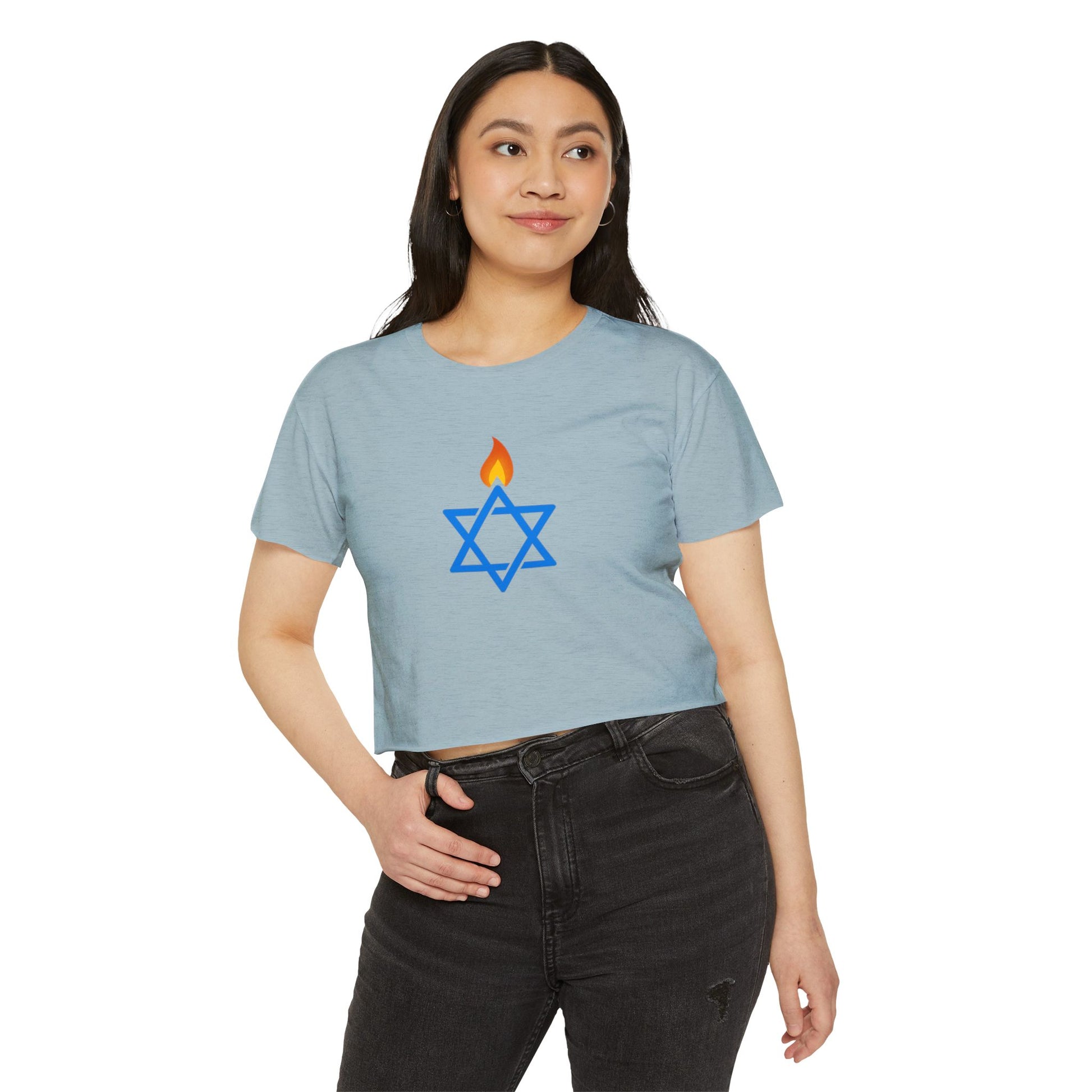 Fire Stars Of David Women's Festival Crop Top - American Zionist