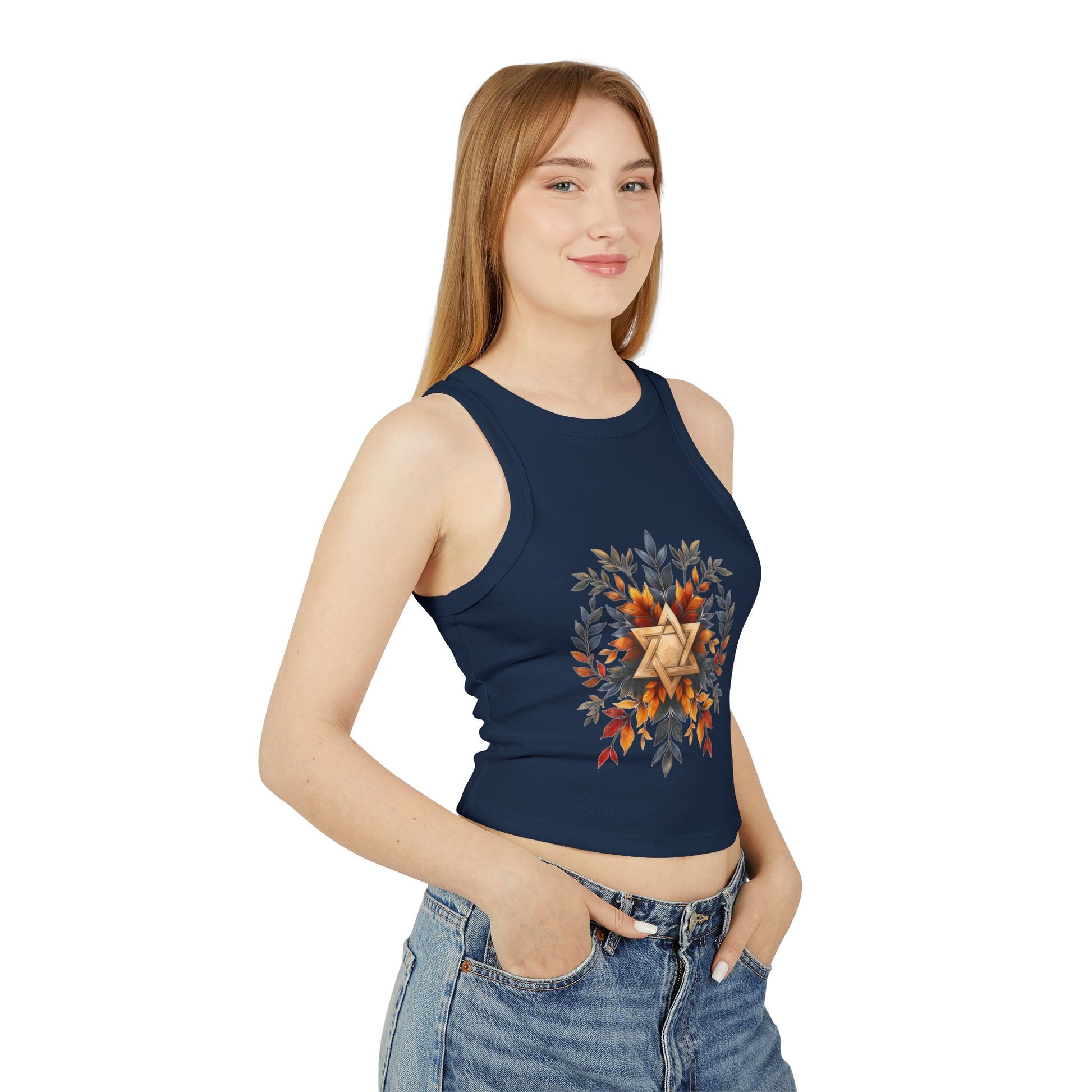 Star of David Wreath Women's Micro Rib Racer Tank Top - American Zionist