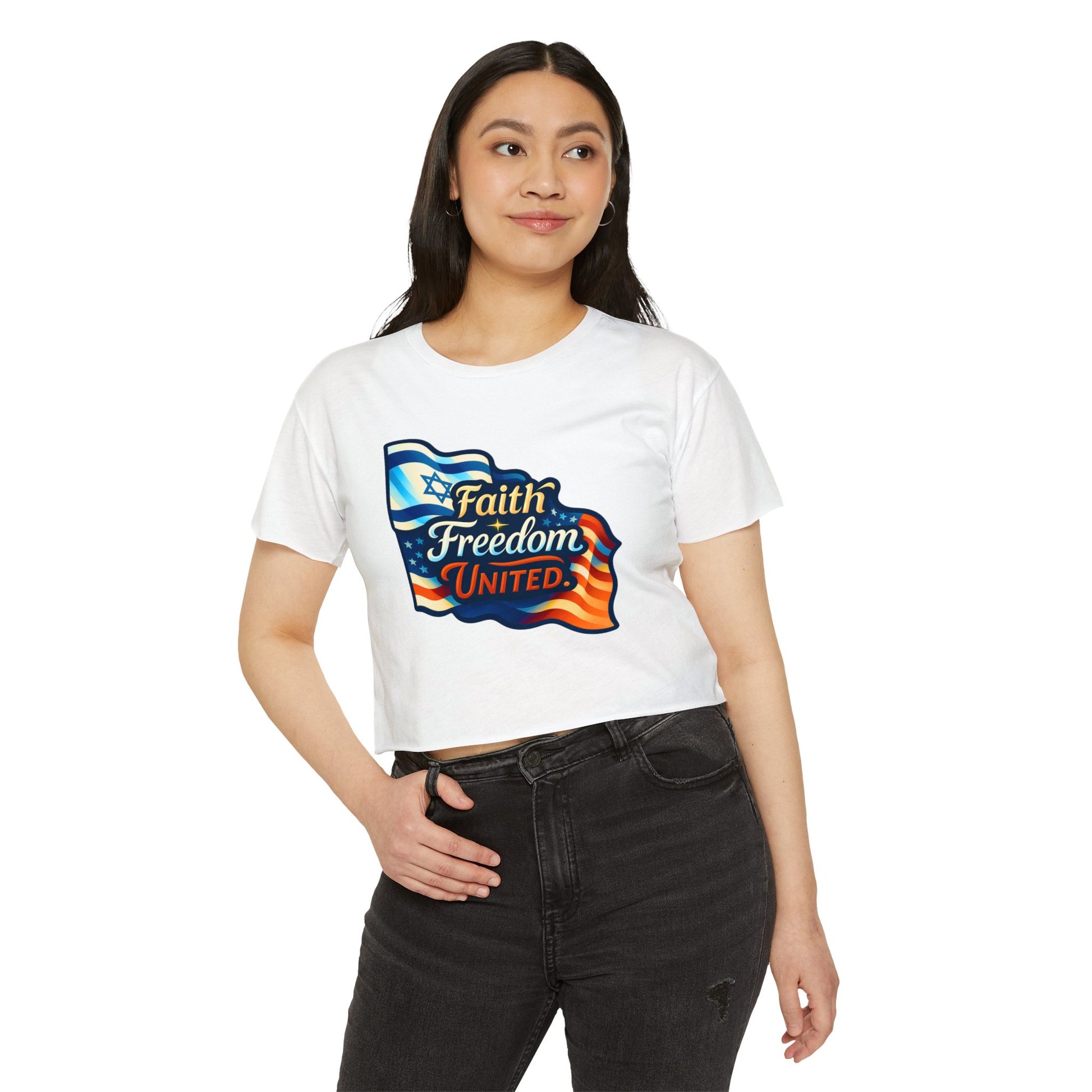 Faith Freedom United Women's Festival Crop Top - American Zionist