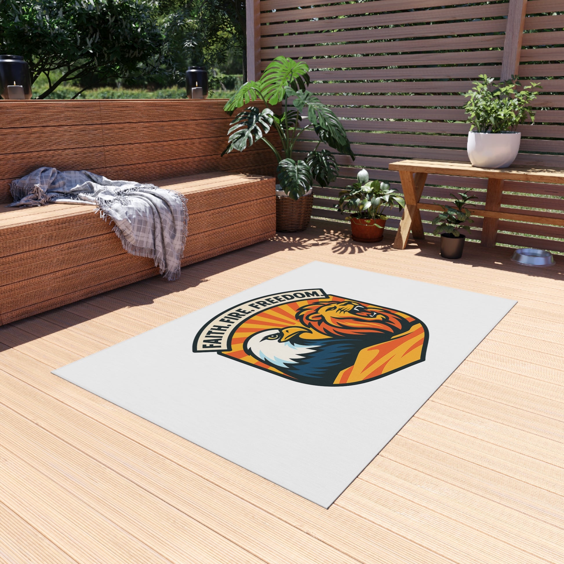 Lions Eagles Rise Outdoor Rug - American Zionist