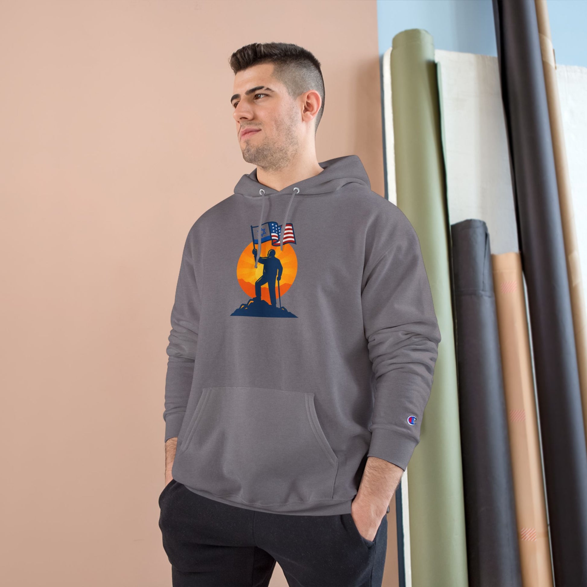 Grandpa Stands for Freedom Champion Hoodie - American Zionist