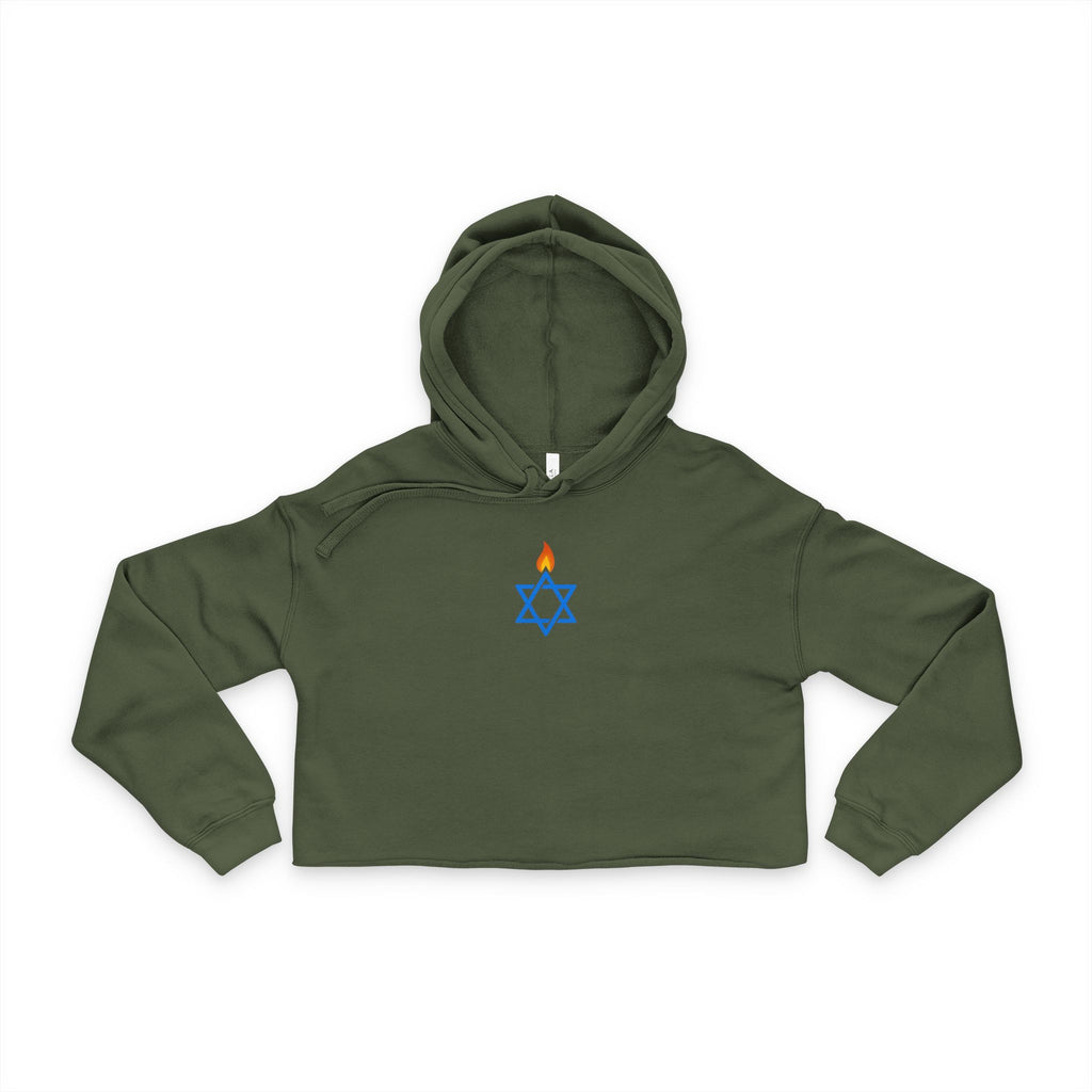 Fire Stars Of David Women's Cropped Hoodie - American Zionist