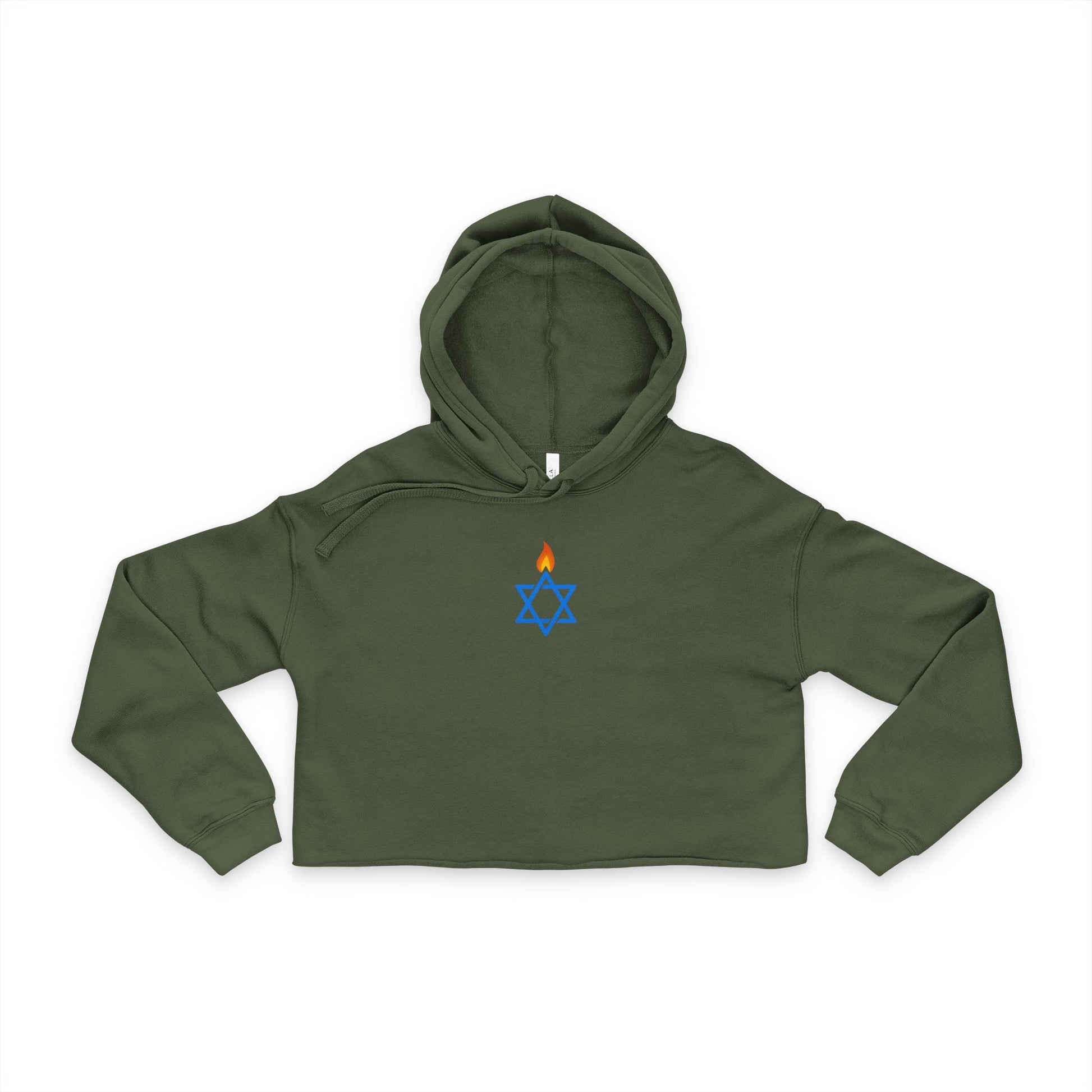Fire Stars Of David Women's Cropped Hoodie - American Zionist