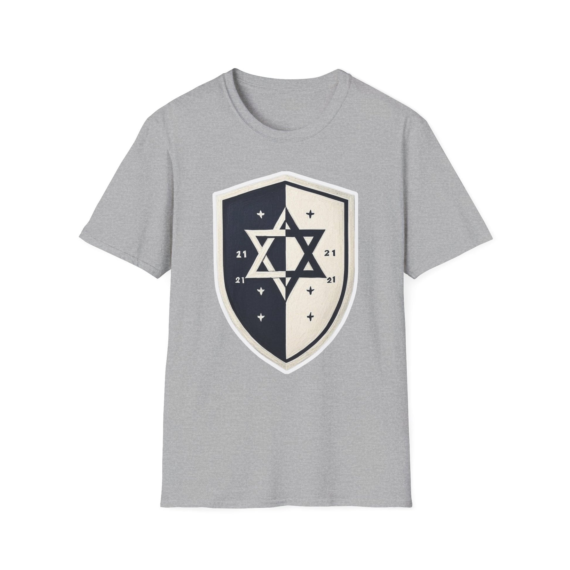 Black and White Shield Unisex Softstyle T-Shirt - American Zionist