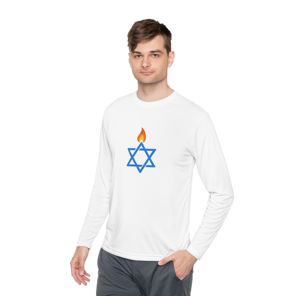 Fire Stars Of David Unisex Lightweight Long Sleeve Tee - American Zionist