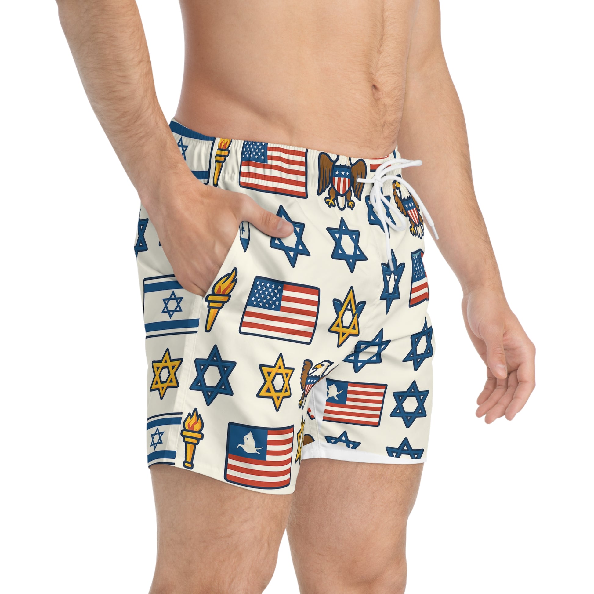 Symbol Of Shared Freedom Swim Trunks (AOP) - American Zionist