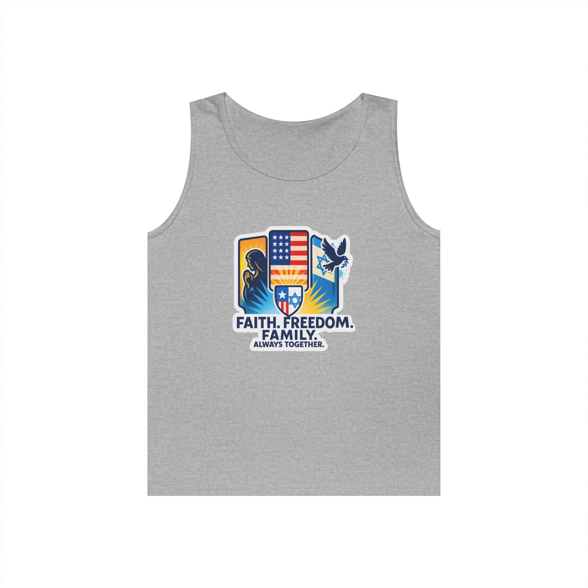 Faith Freedom Family Unisex Heavy Cotton Tank Top - American Zionist