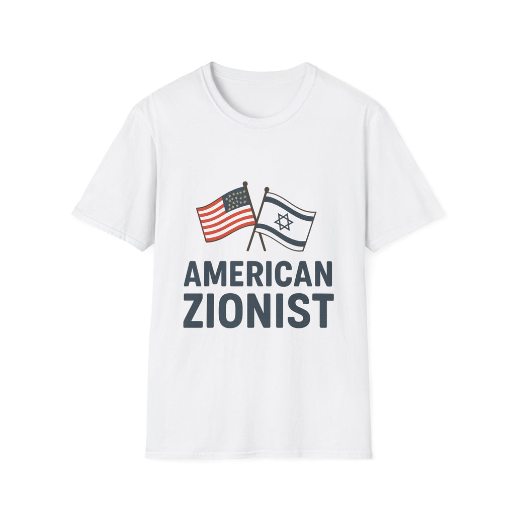 American Zionist: Two Flags Unisex Softstyle T-Shirt - American Zionist