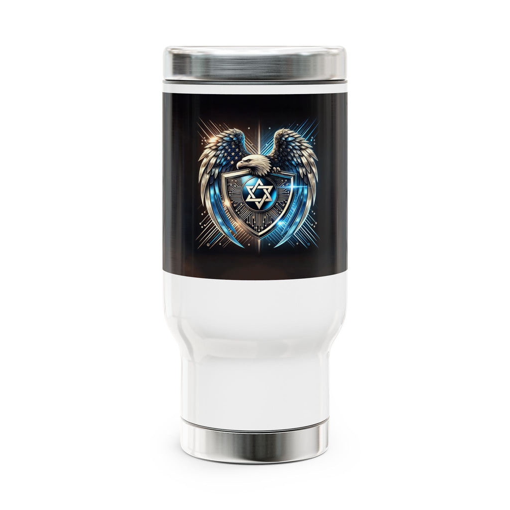 Wings of Zion Stainless Steel Travel Mug with Handle, 14oz - American Zionist