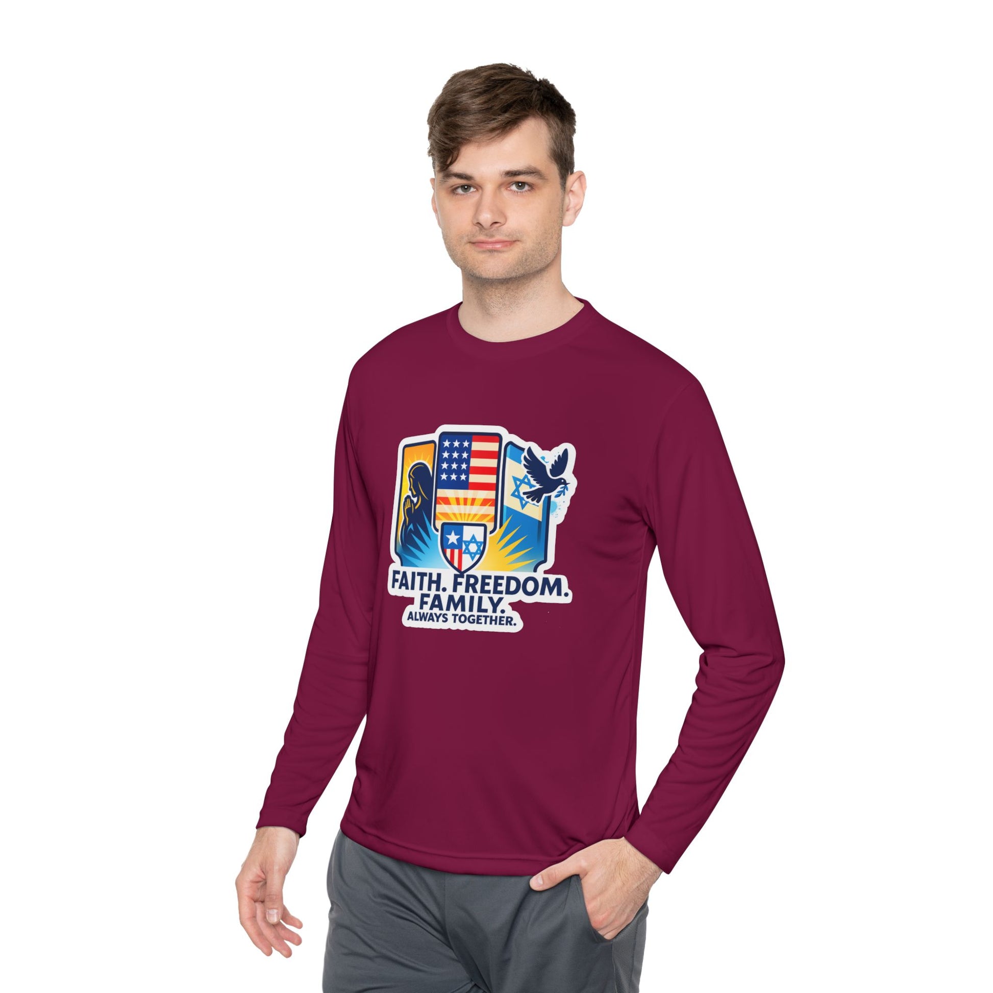 Faith Freedom Family Unisex Lightweight Long Sleeve Tee - American Zionist