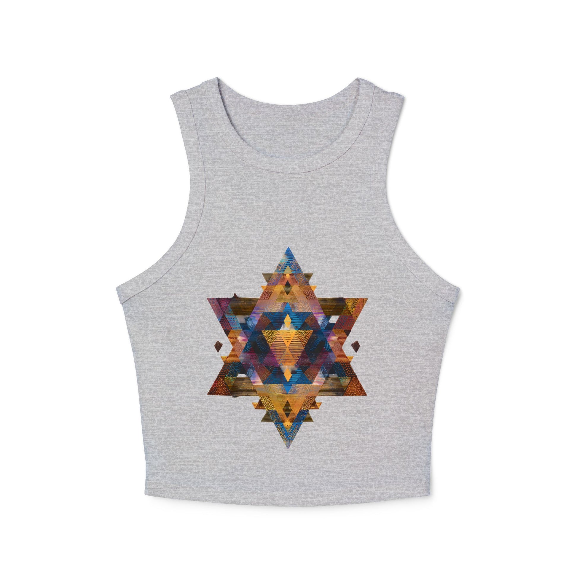 Star of David Geometric Women's Micro Rib Racer Tank Top - American Zionist