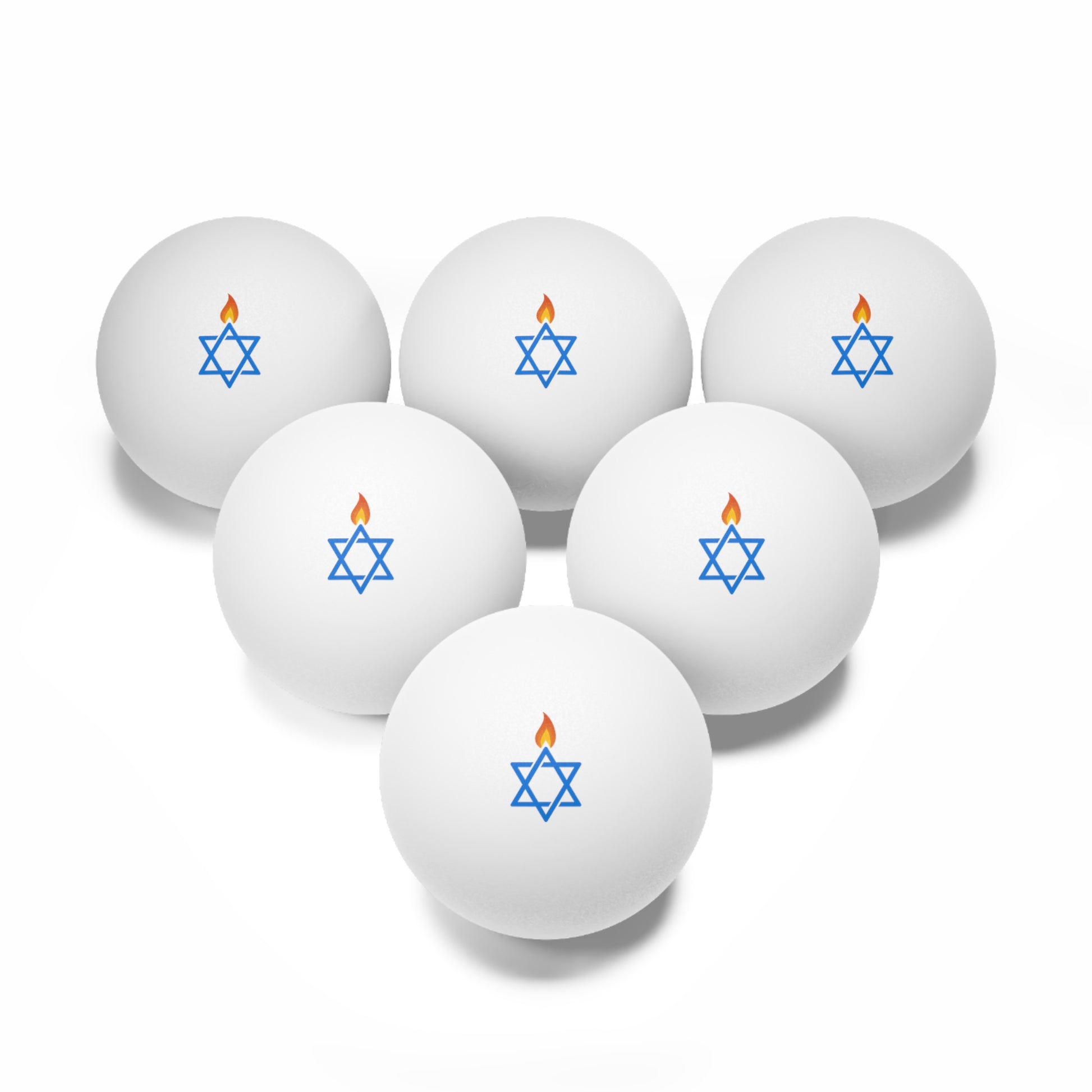 Fire Stars Of David Table Tennis Balls, 6pcs - American Zionist