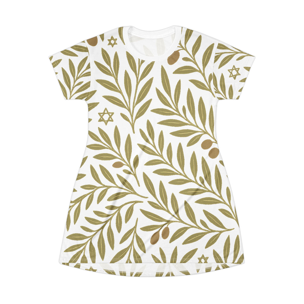 Olive Bloom T-Shirt Dress (AOP) - American Zionist