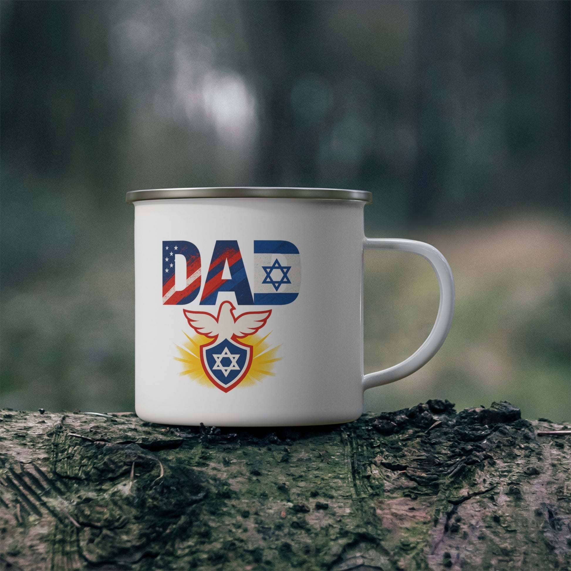 Patriotic Dad Enamel Camping Mug - American Zionist