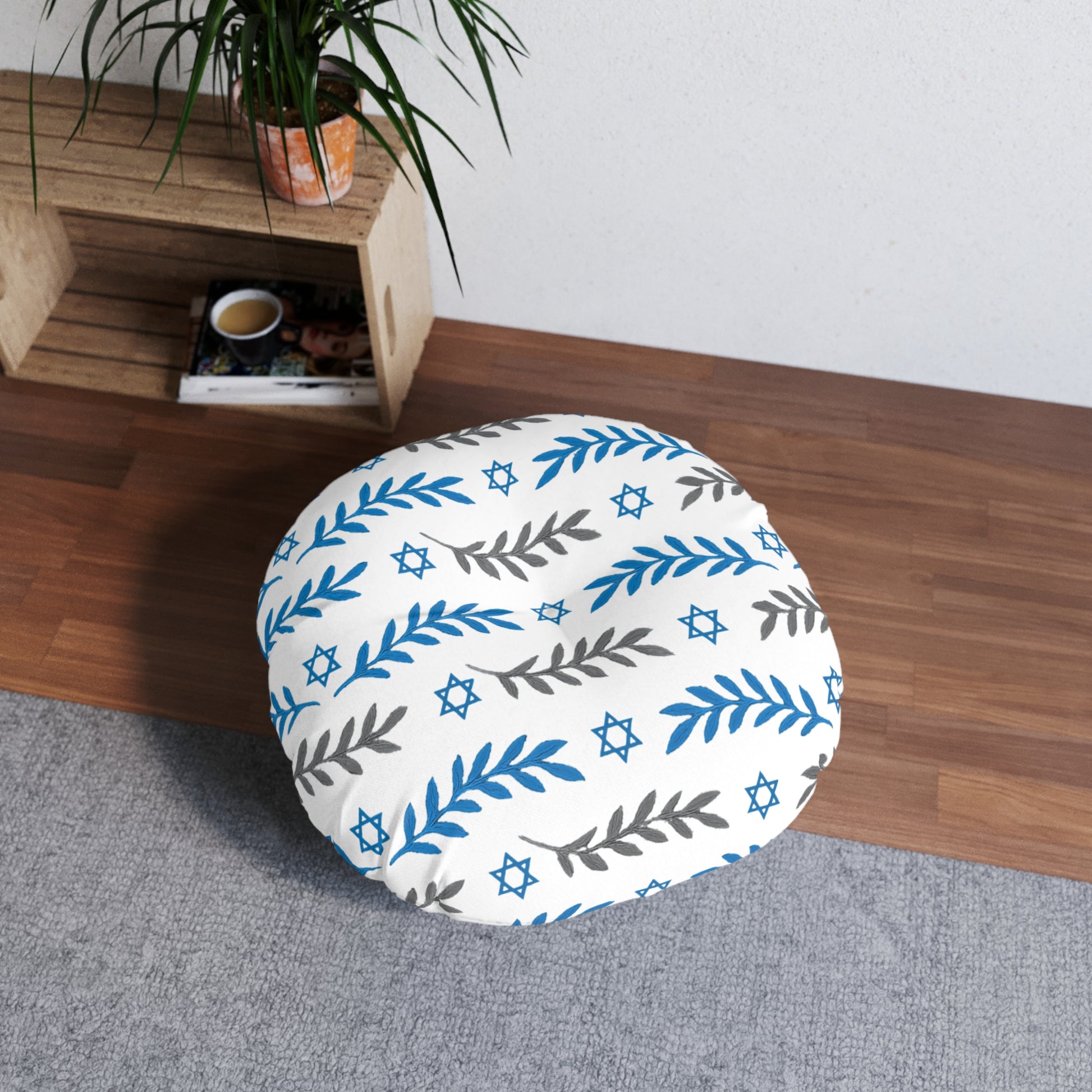 Olive and Shield Tufted Floor Pillow, Round - American Zionist