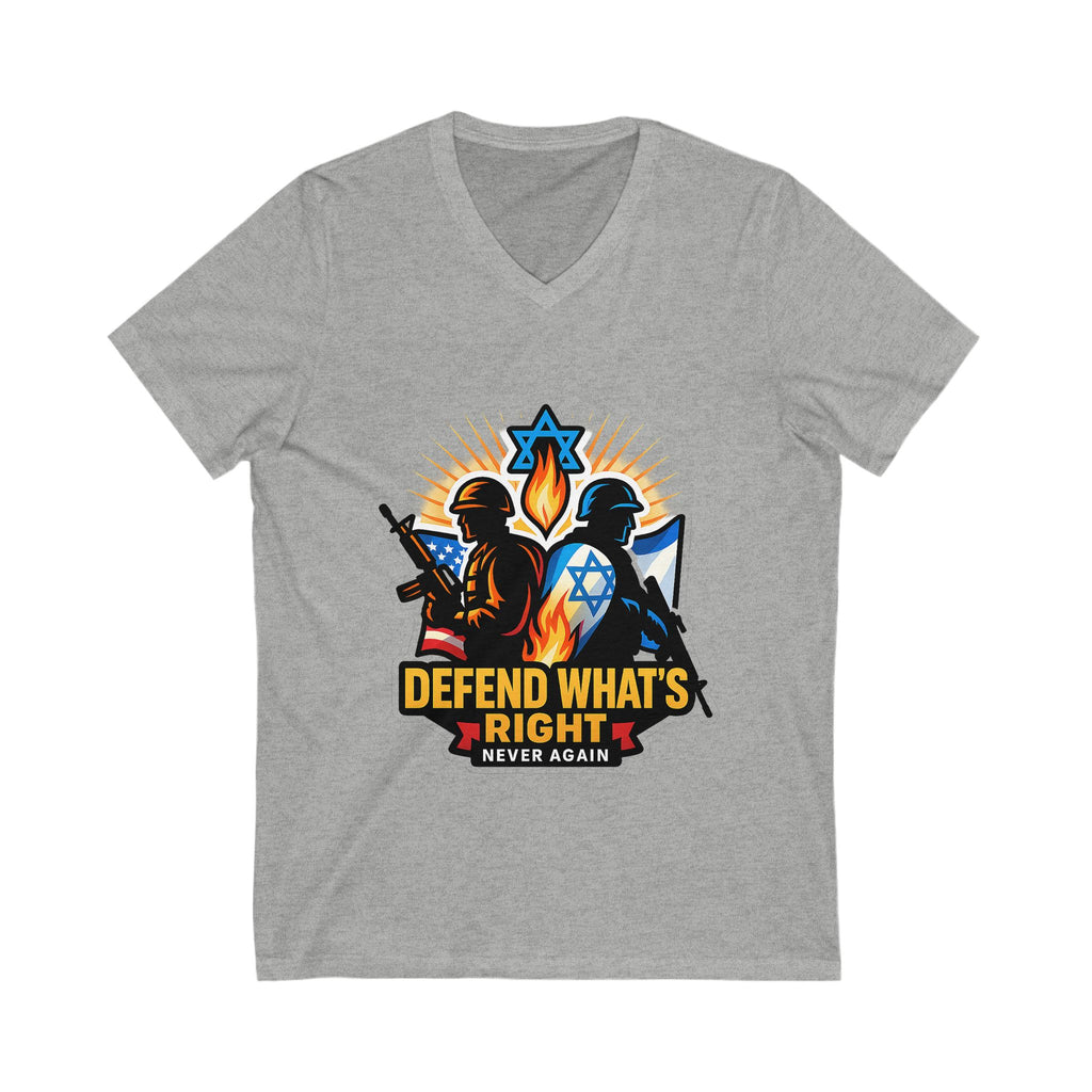 Defend What's Right Unisex Jersey Short Sleeve V - Neck Tee - American Zionist
