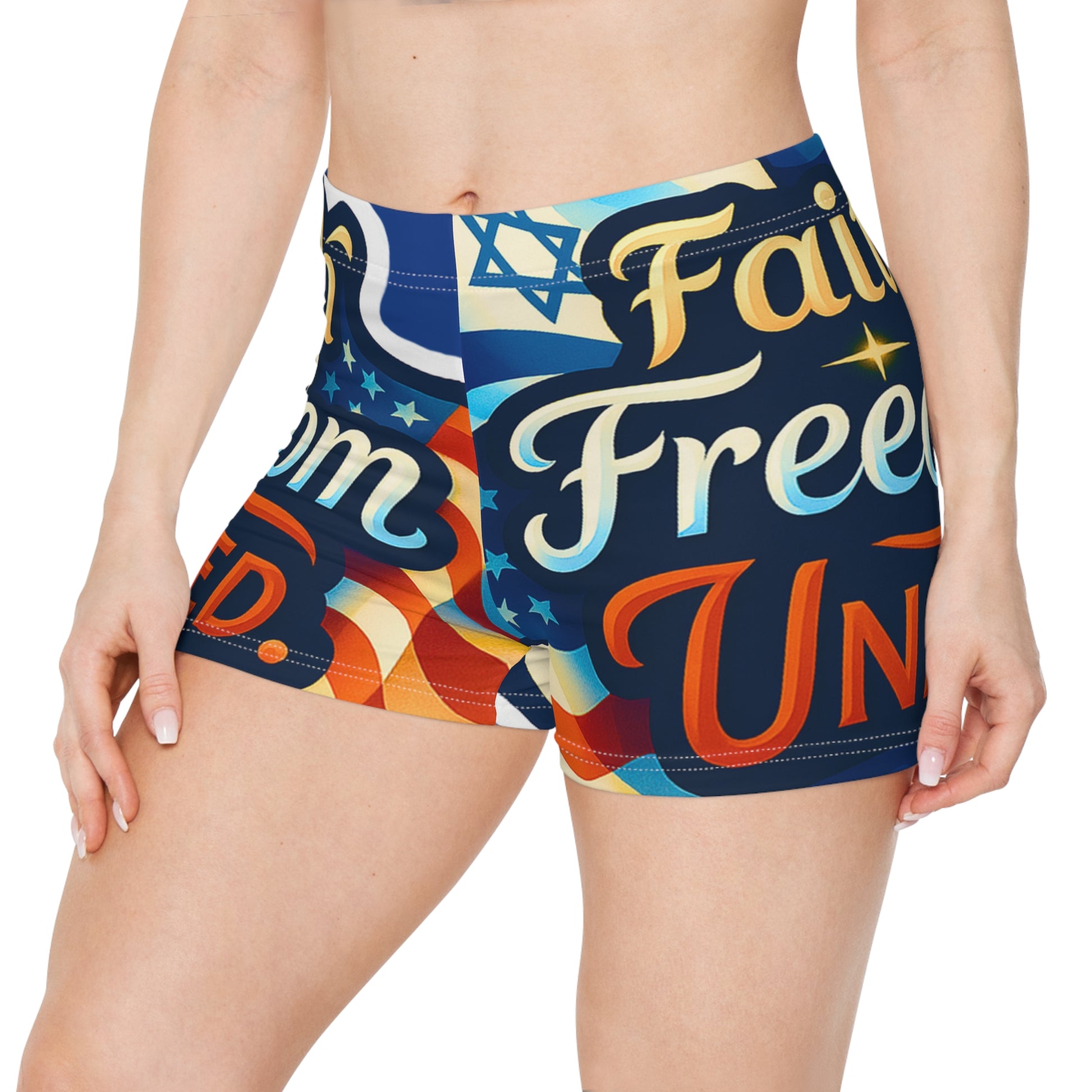 Faith Freedom United Women's Shorts (AOP) - American Zionist