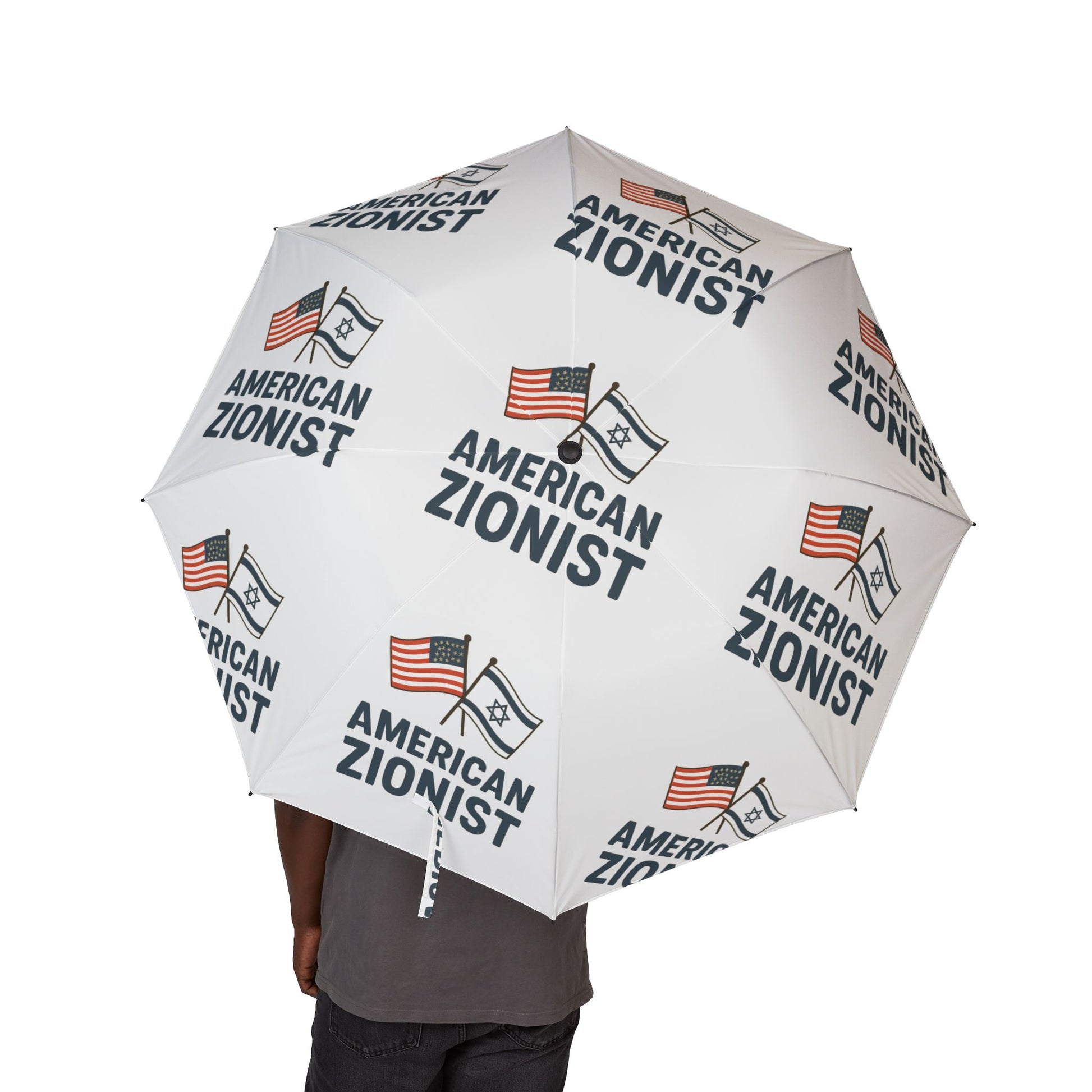 American Zionist: Two Flags Semi - Automatic Foldable Umbrella - American Zionist