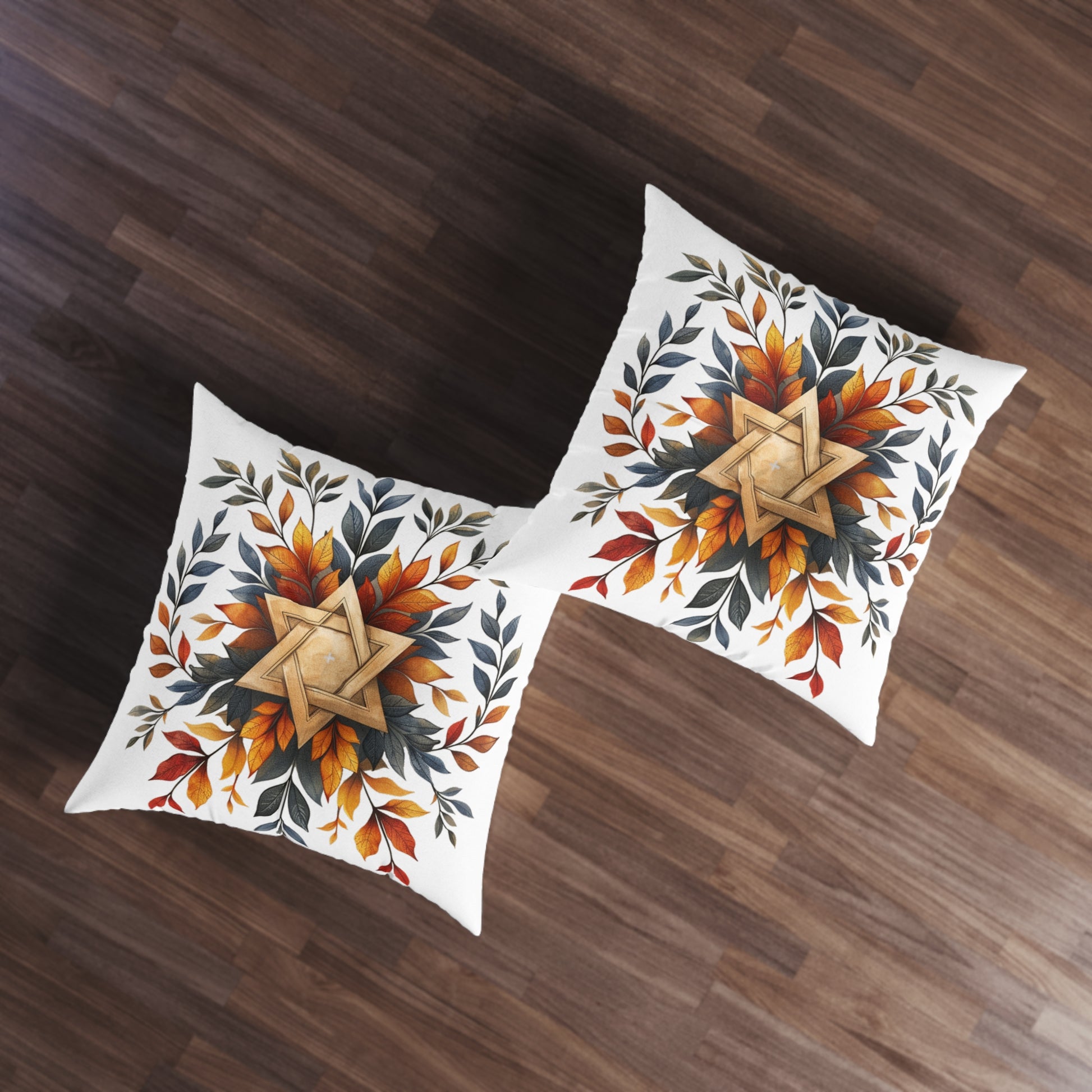 Star Of David Wreath Tufted Floor Pillow, Square - American Zionist
