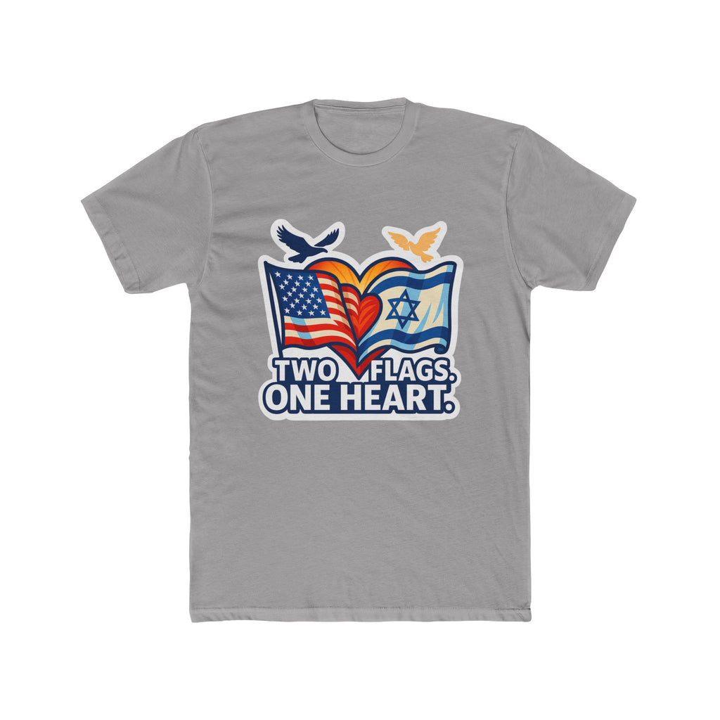 Two Flags. One Heart Unisex Cotton Crew Tee - American Zionist