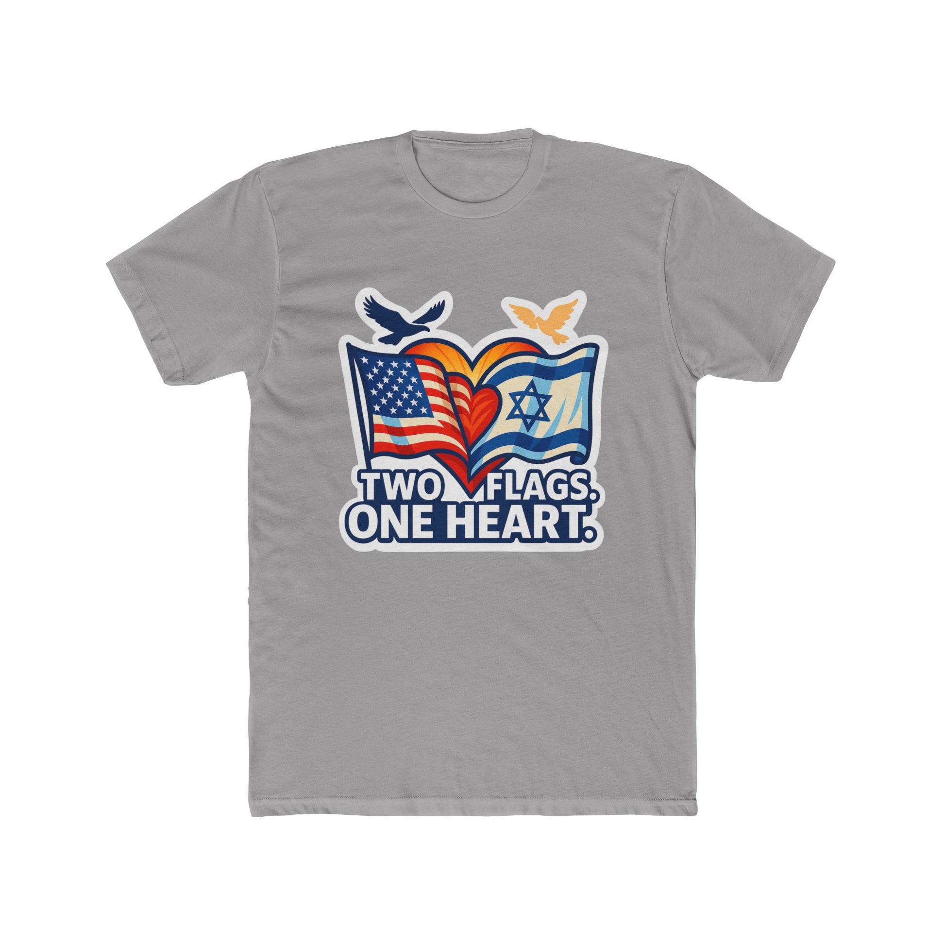 Two Flags. One Heart Unisex Cotton Crew Tee - American Zionist