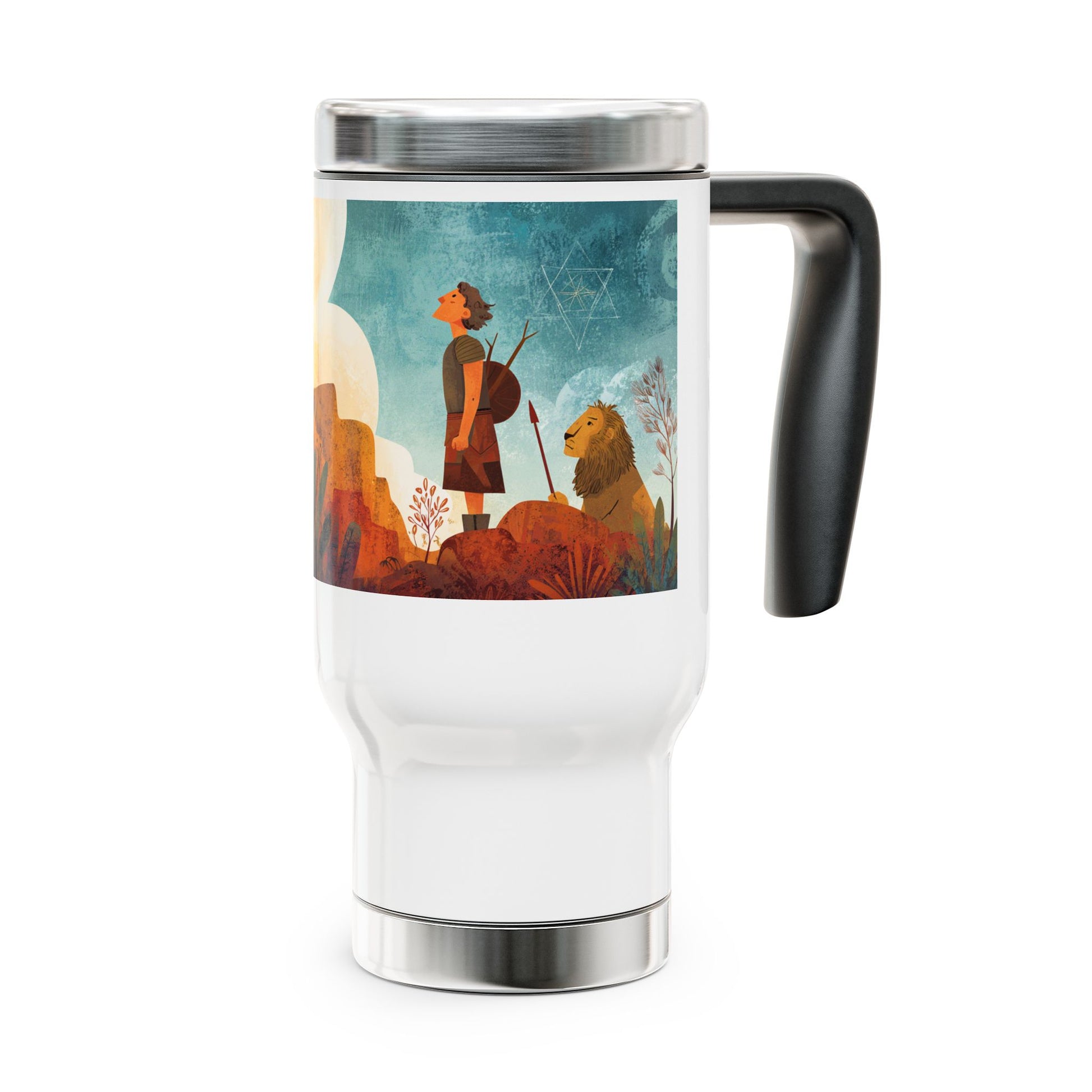 Jerusalem Adventurer Stainless Steel Travel Mug with Handle, 14oz - American Zionist