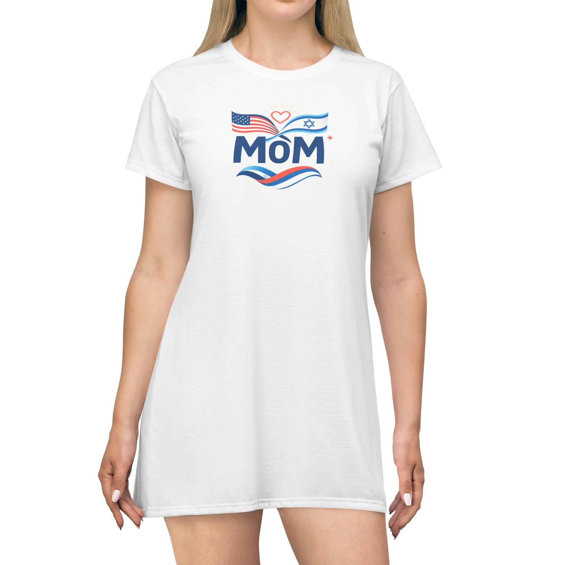 Patriotic Mom T-Shirt Dress (AOP) - American Zionist