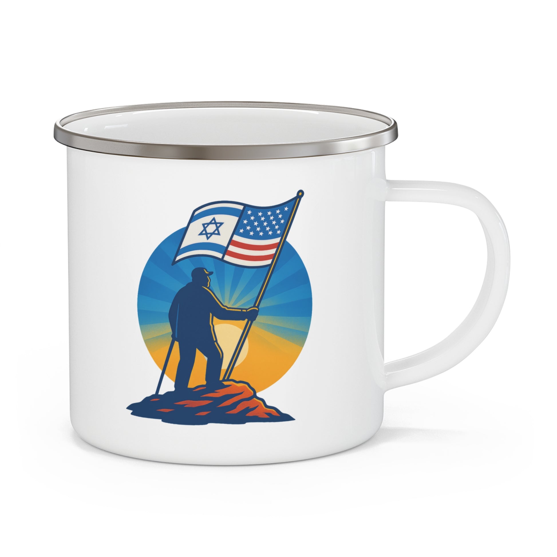 Grandpa Stands Tall Enamel Camping Mug - American Zionist