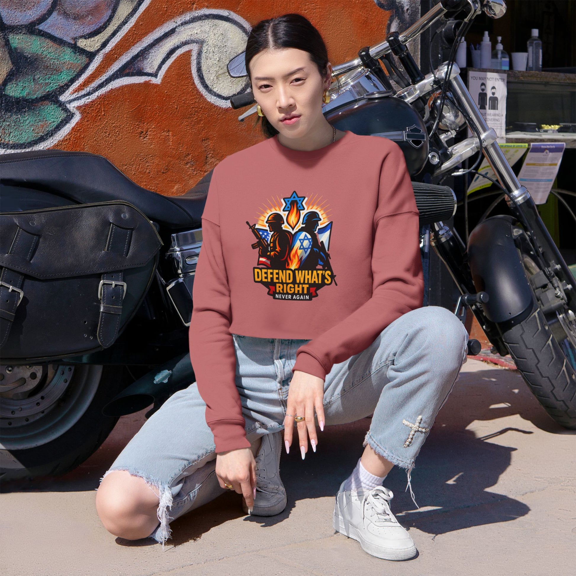 Defend Whats Right Women's Cropped Sweatshirt - American Zionist