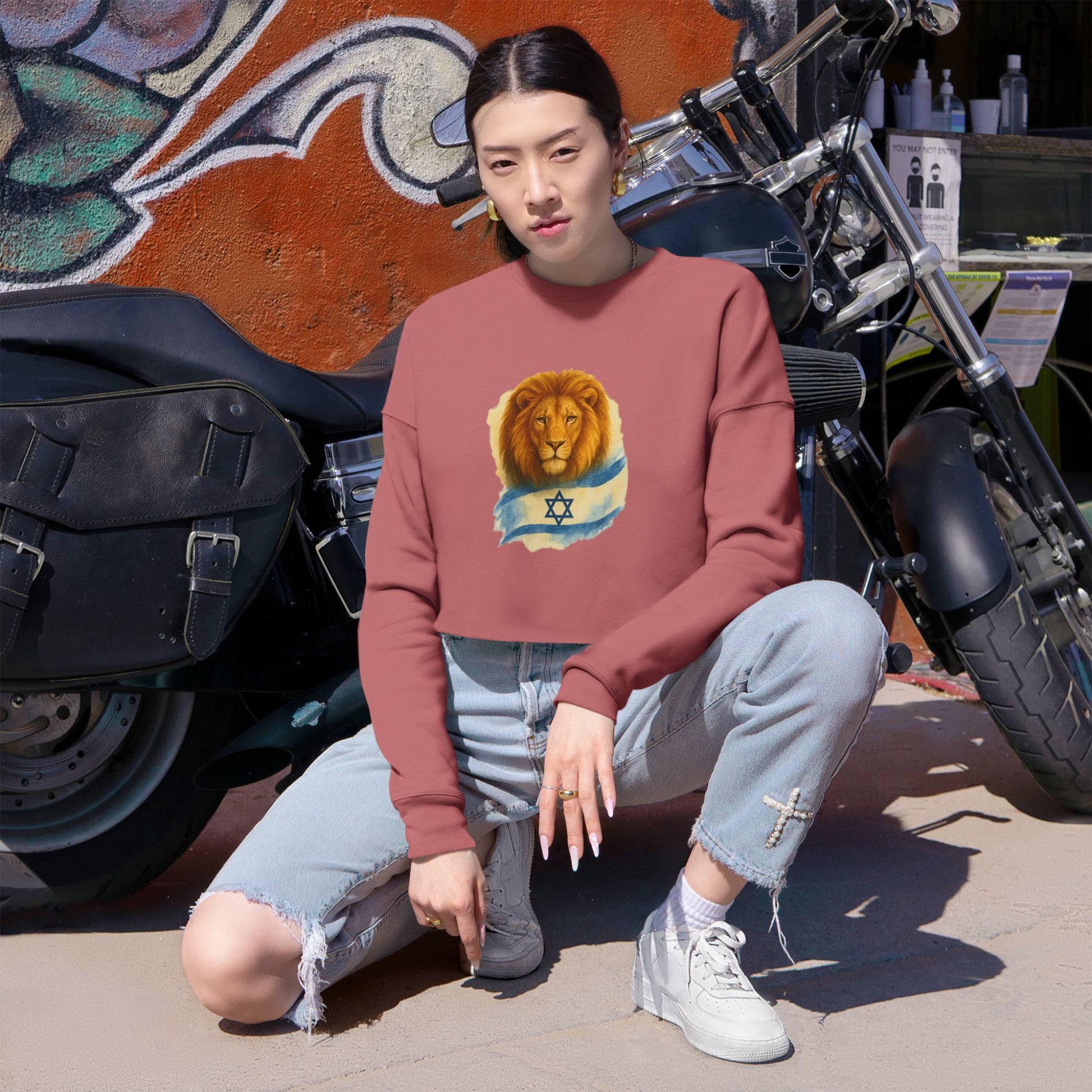 Lion Of Israel Women's Cropped Sweatshirt - American Zionist
