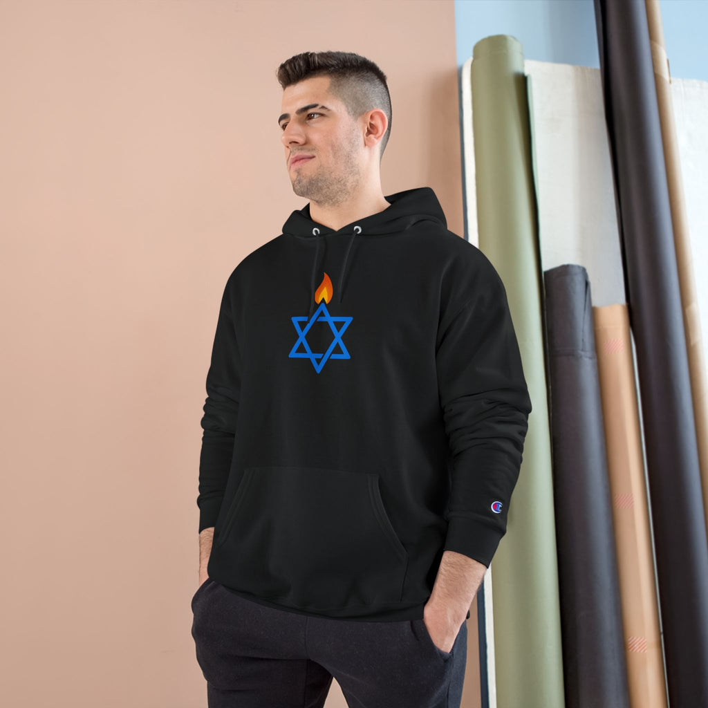 Fire Stars Of David Champion Hoodie - American Zionist