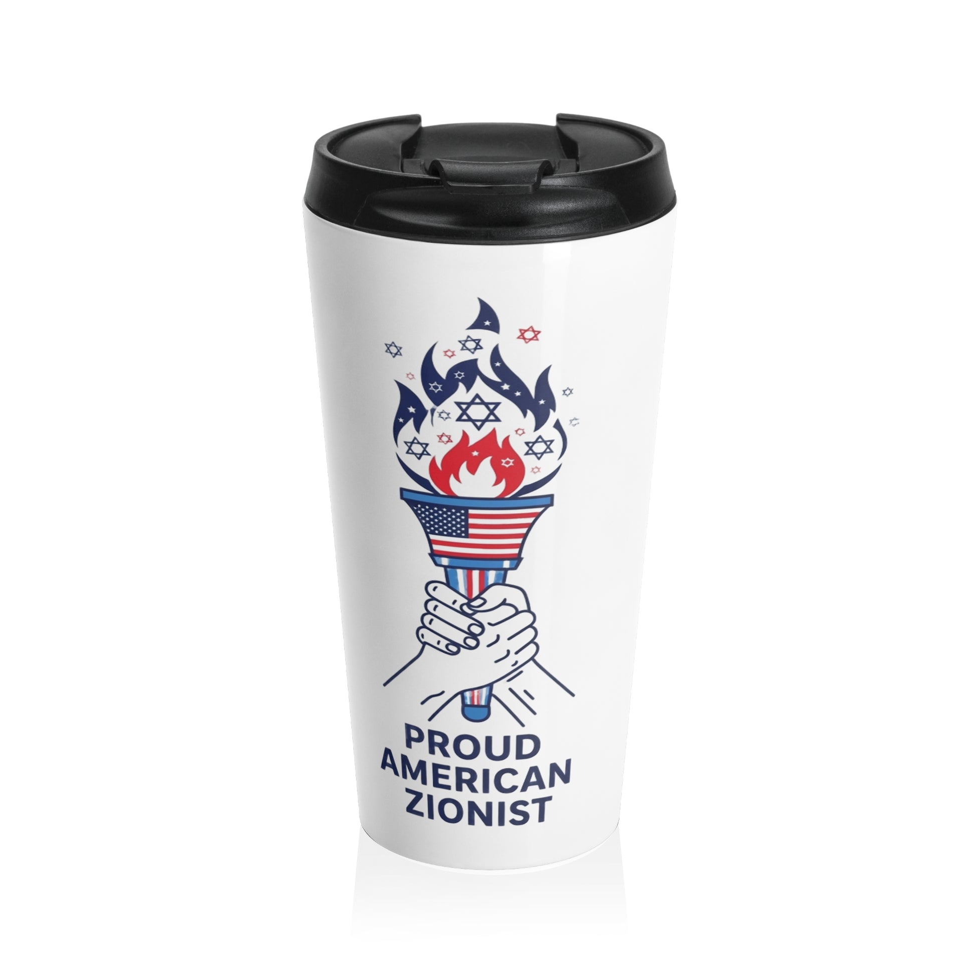Proud American Zionist Torch Stainless Steel Travel Mug - American Zionist