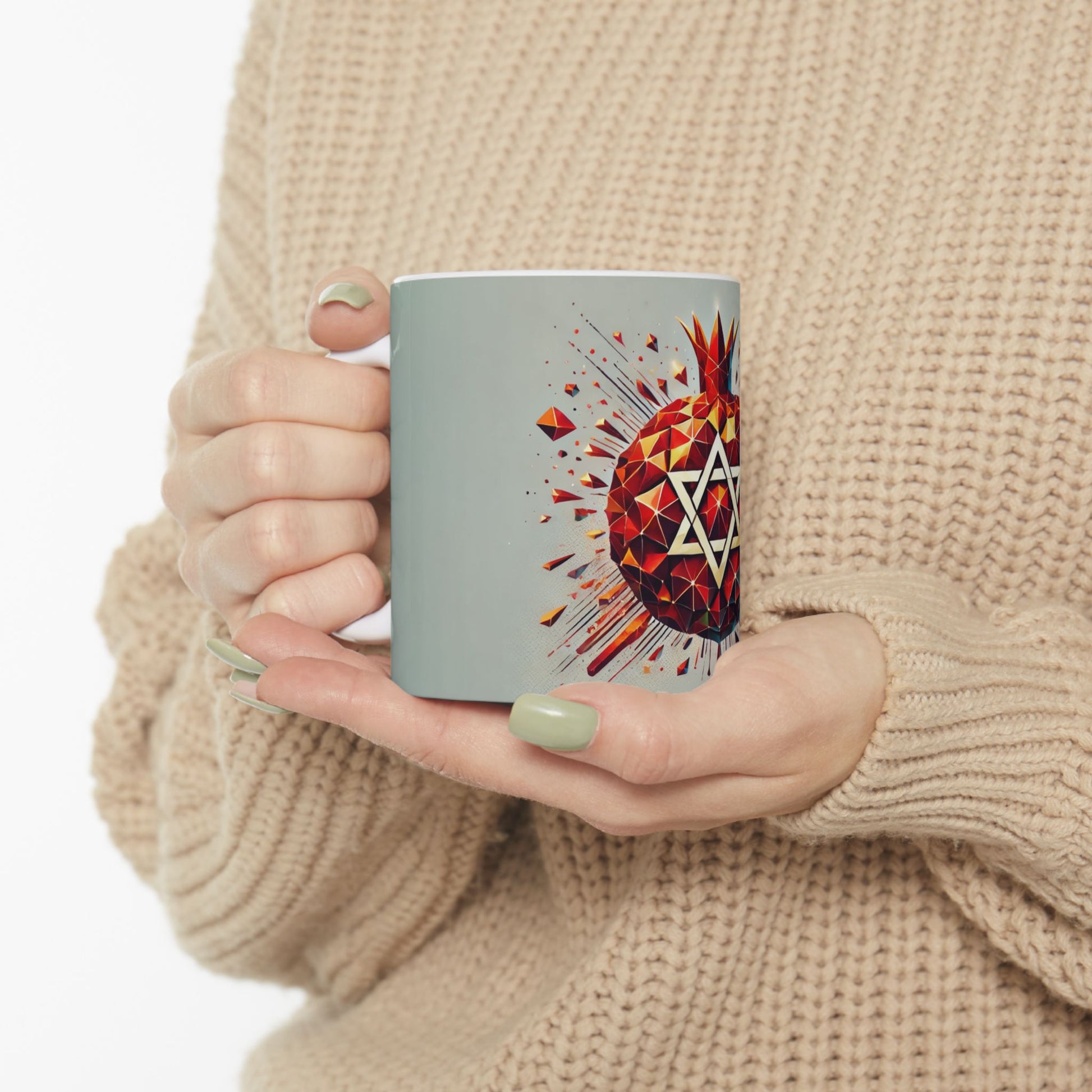Pomegranate Star of David Ceramic Mug 11oz, 150z - American Zionist