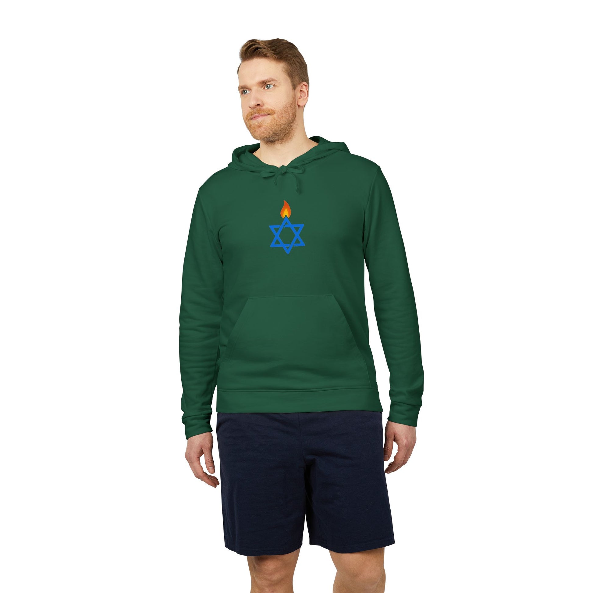 Fire Stars Of David Adidas Unisex Fleece Hoodie - American Zionist