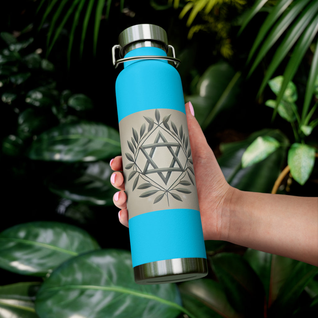 Olive and Star of David Copper Vacuum Insulated Bottle, 22oz - American Zionist