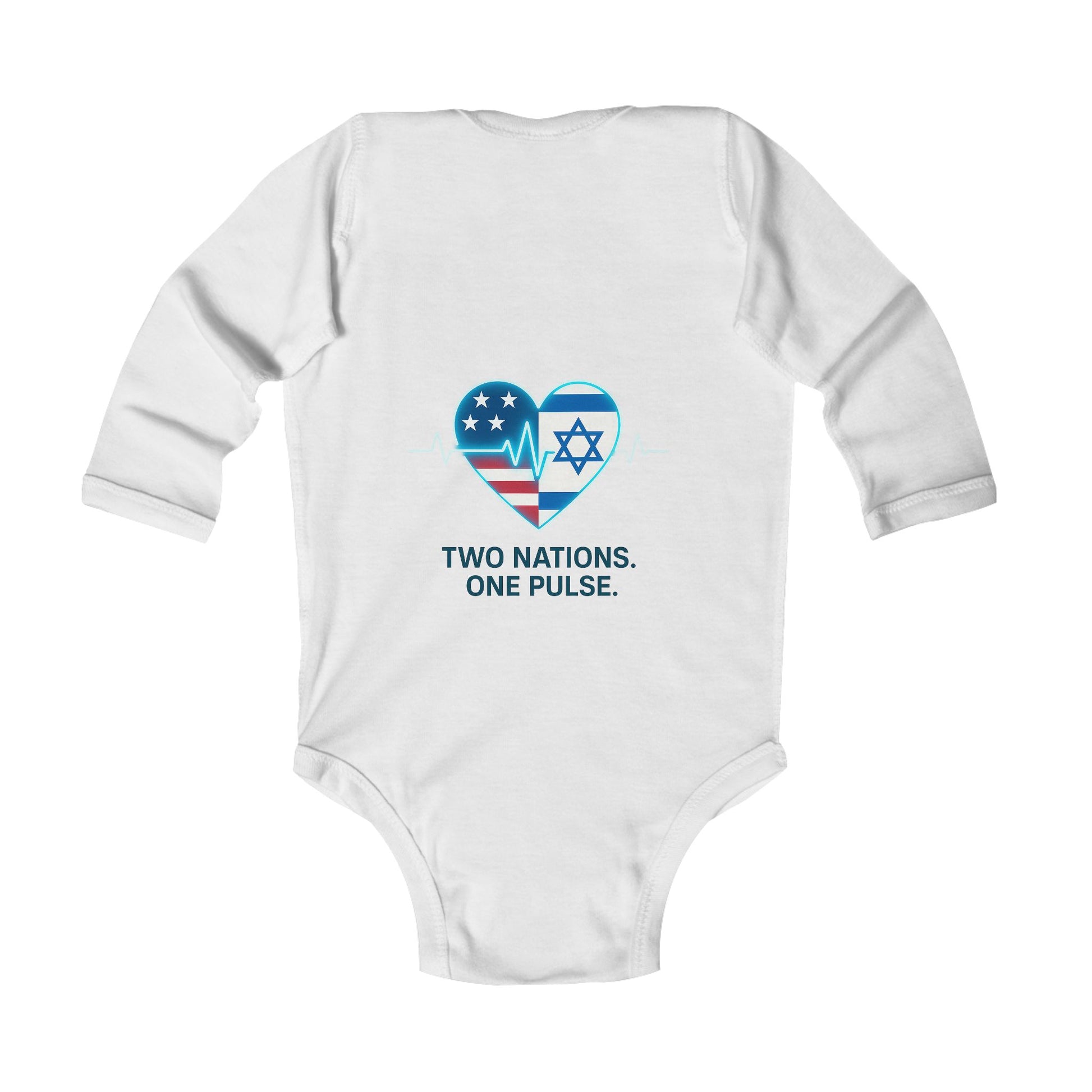 Two Nations. One Pulse Infant Long Sleeve Bodysuit - American Zionist
