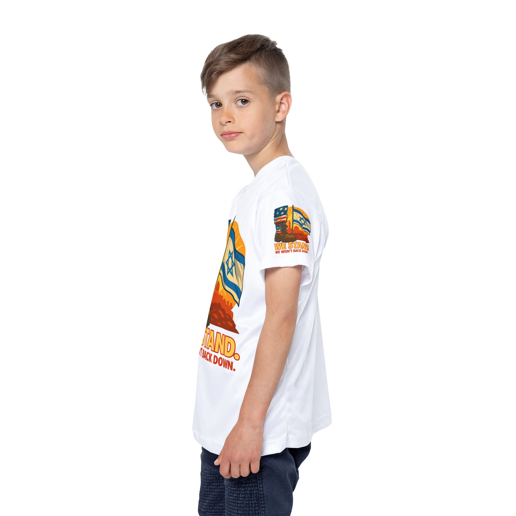 We Stand Kids Sports Jersey (AOP) - American Zionist