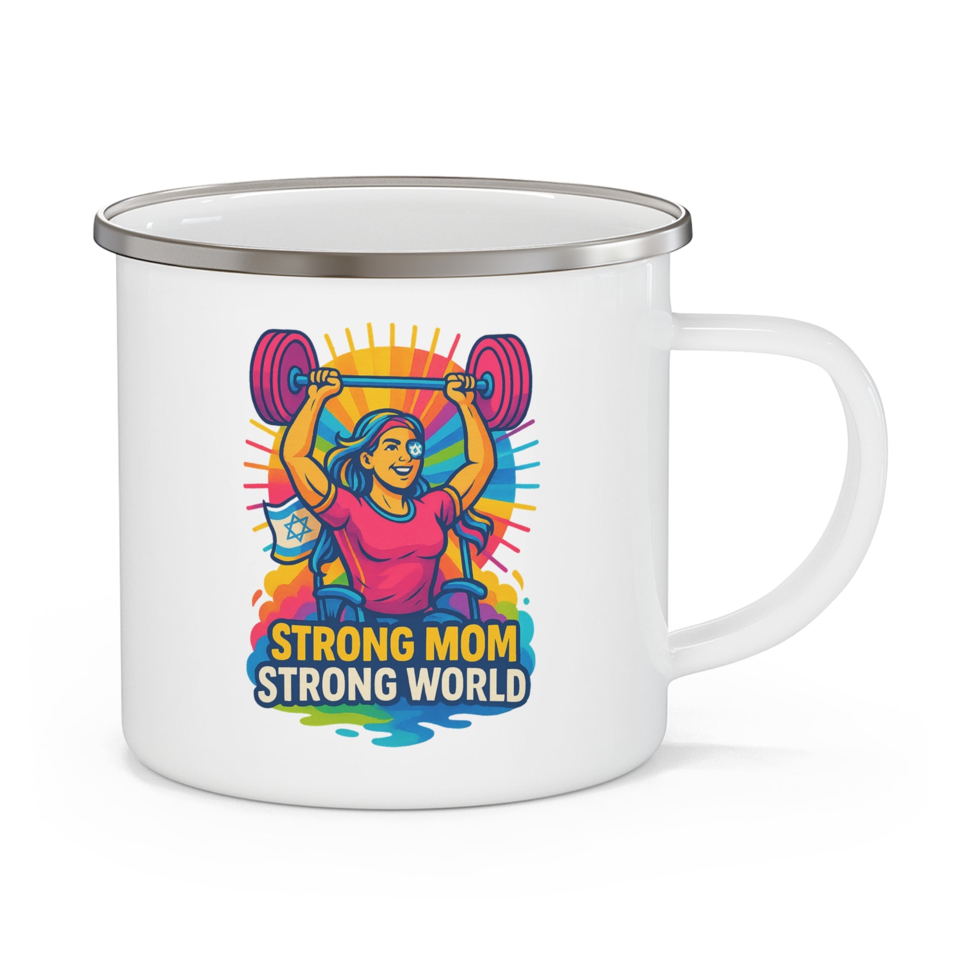 Strong Mom Enamel Camping Mug - American Zionist